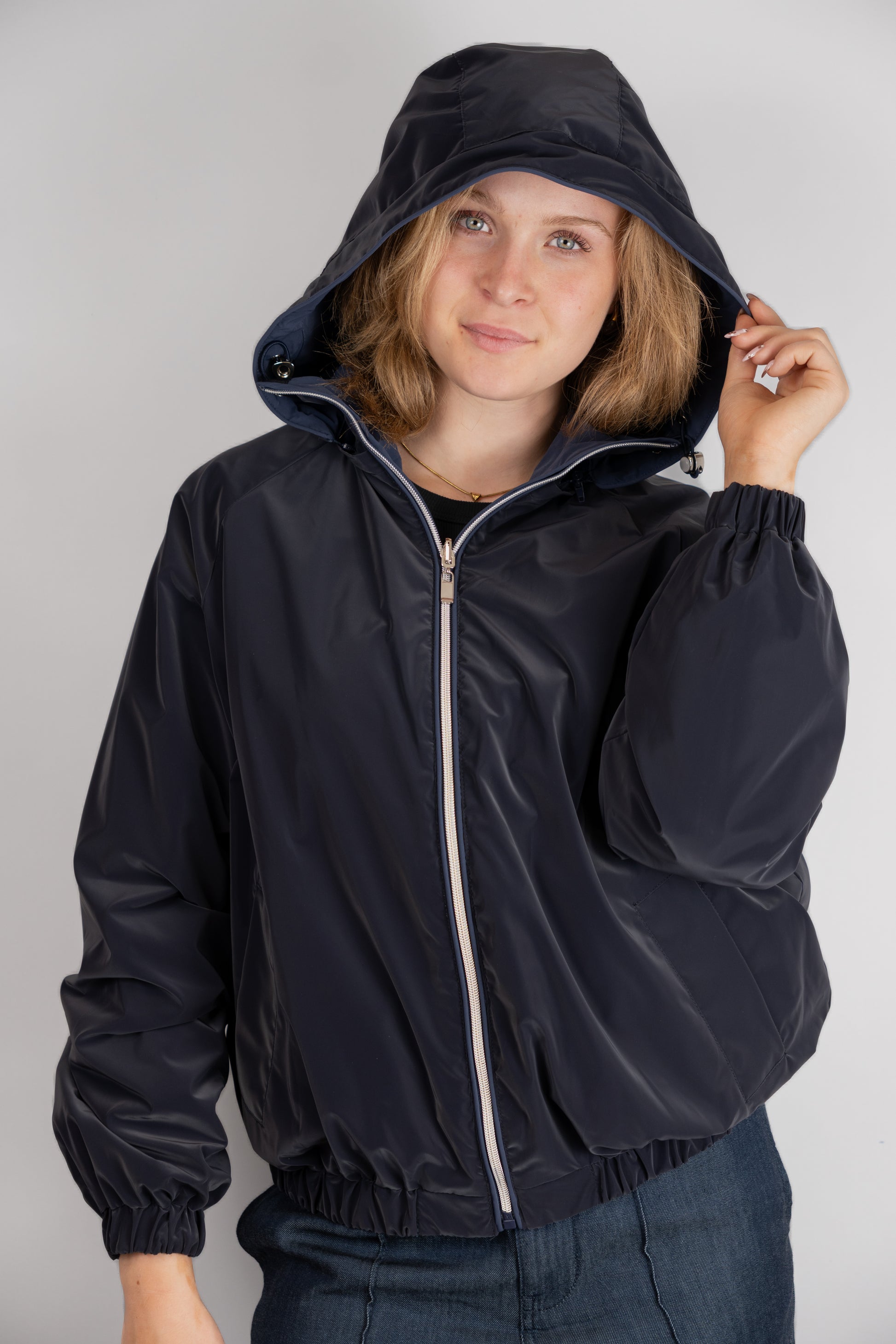 Navy Reversible Jacket With Detachable Hood