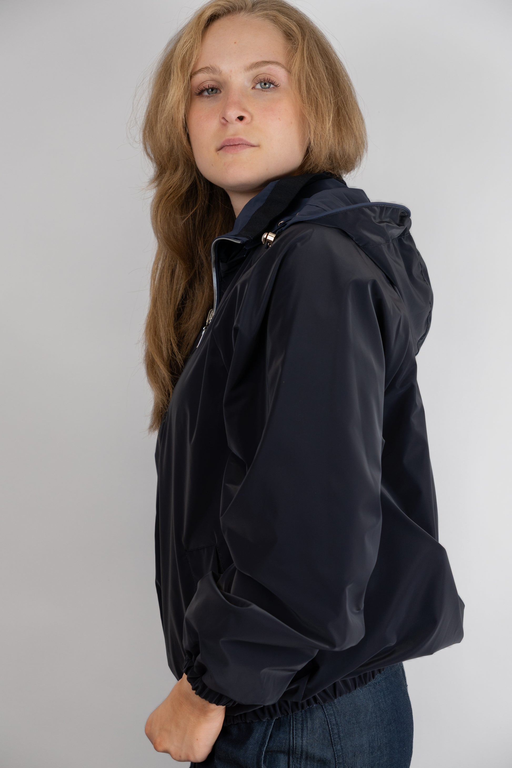 Navy Reversible Jacket With Detachable Hood