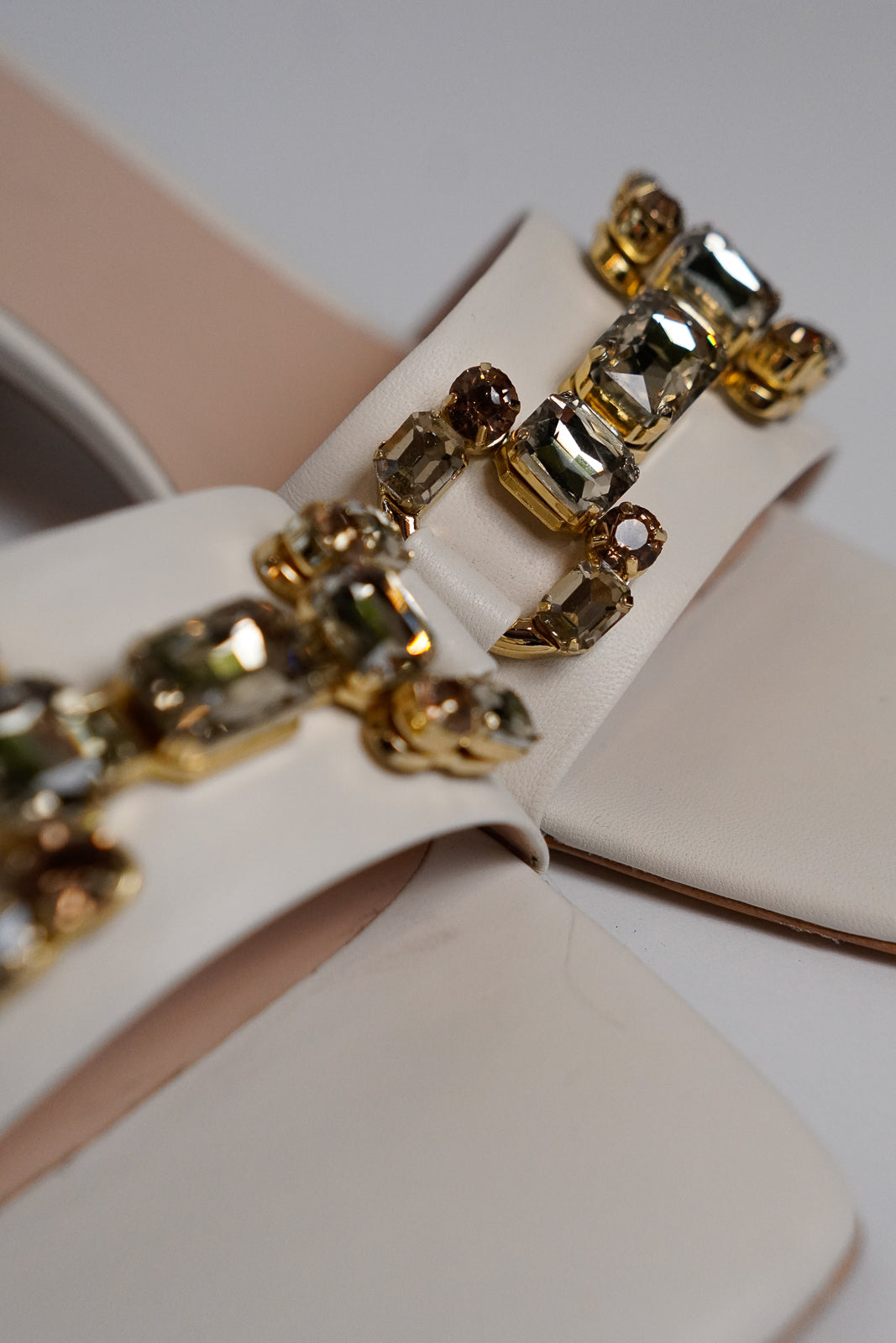 White Sandals With Crystal Embellishment