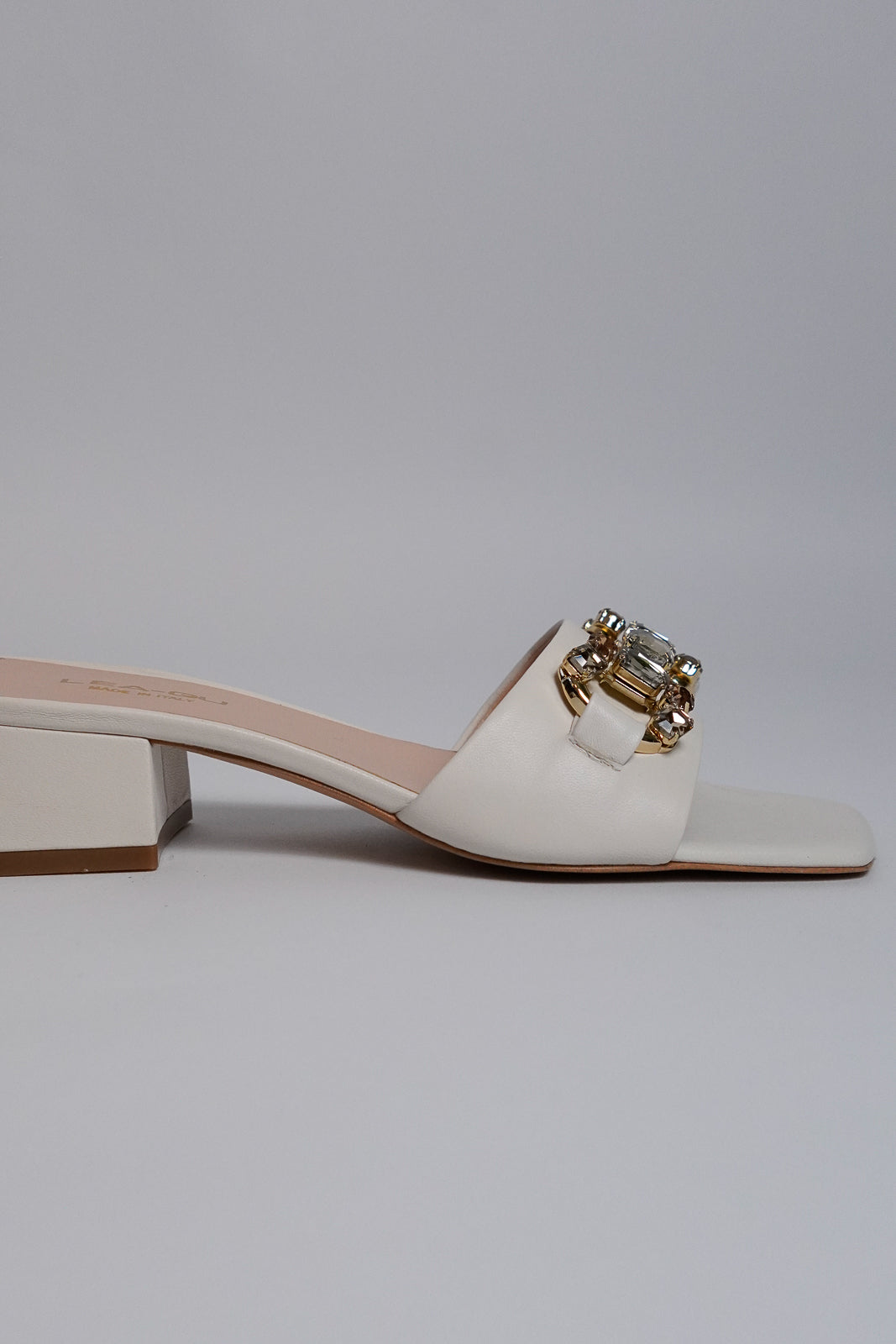 White Sandals With Crystal Embellishment
