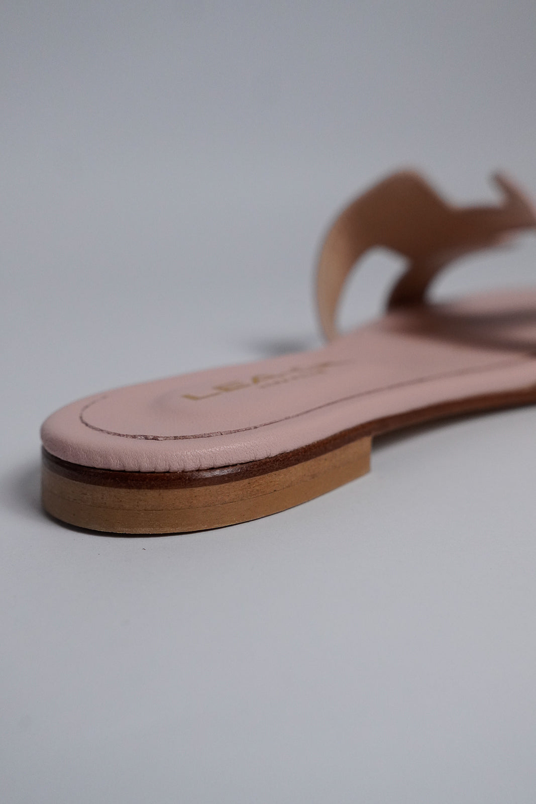 Blush Pink Cut-Out Leather Slides