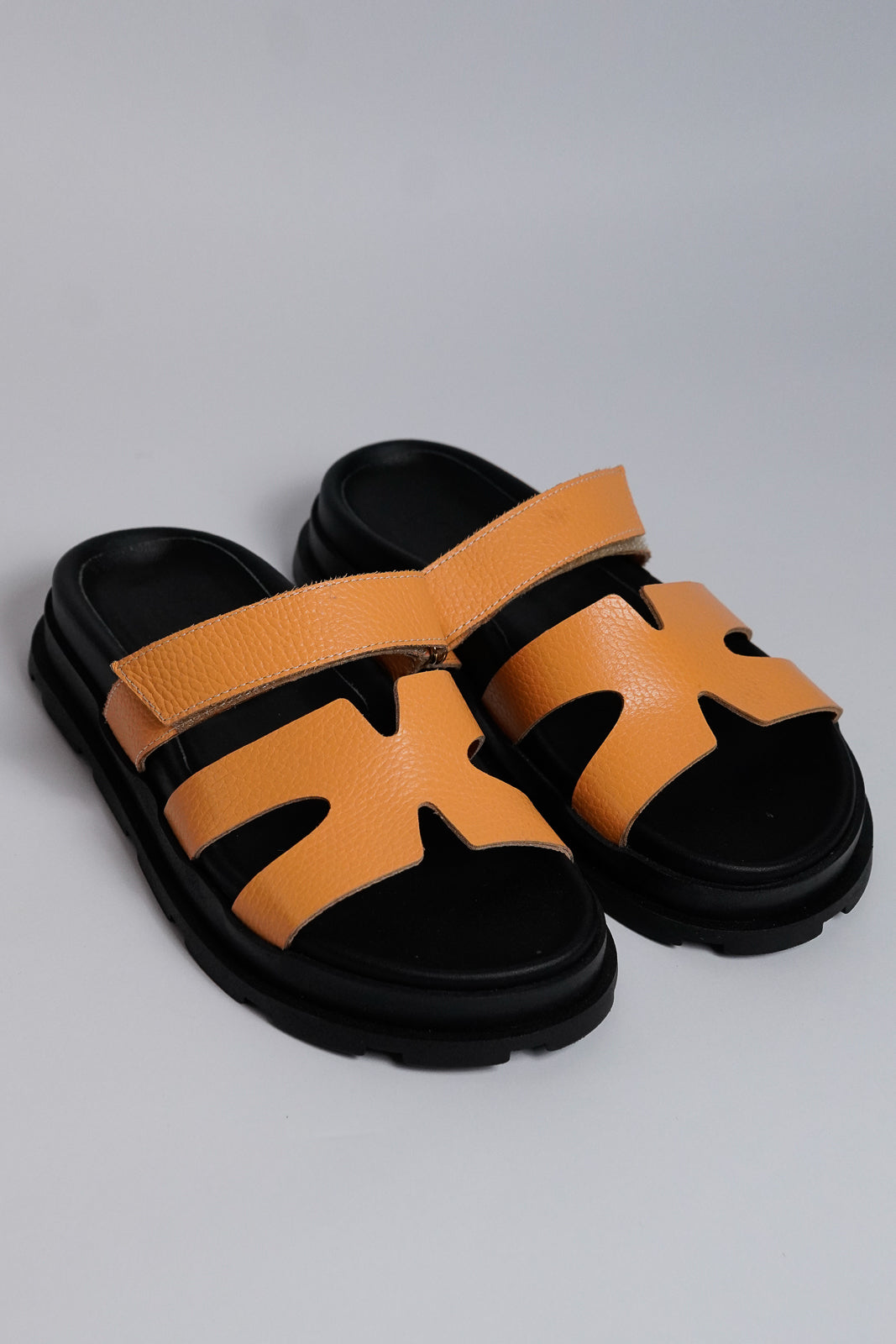 Leather Sandals With Velcro Strap