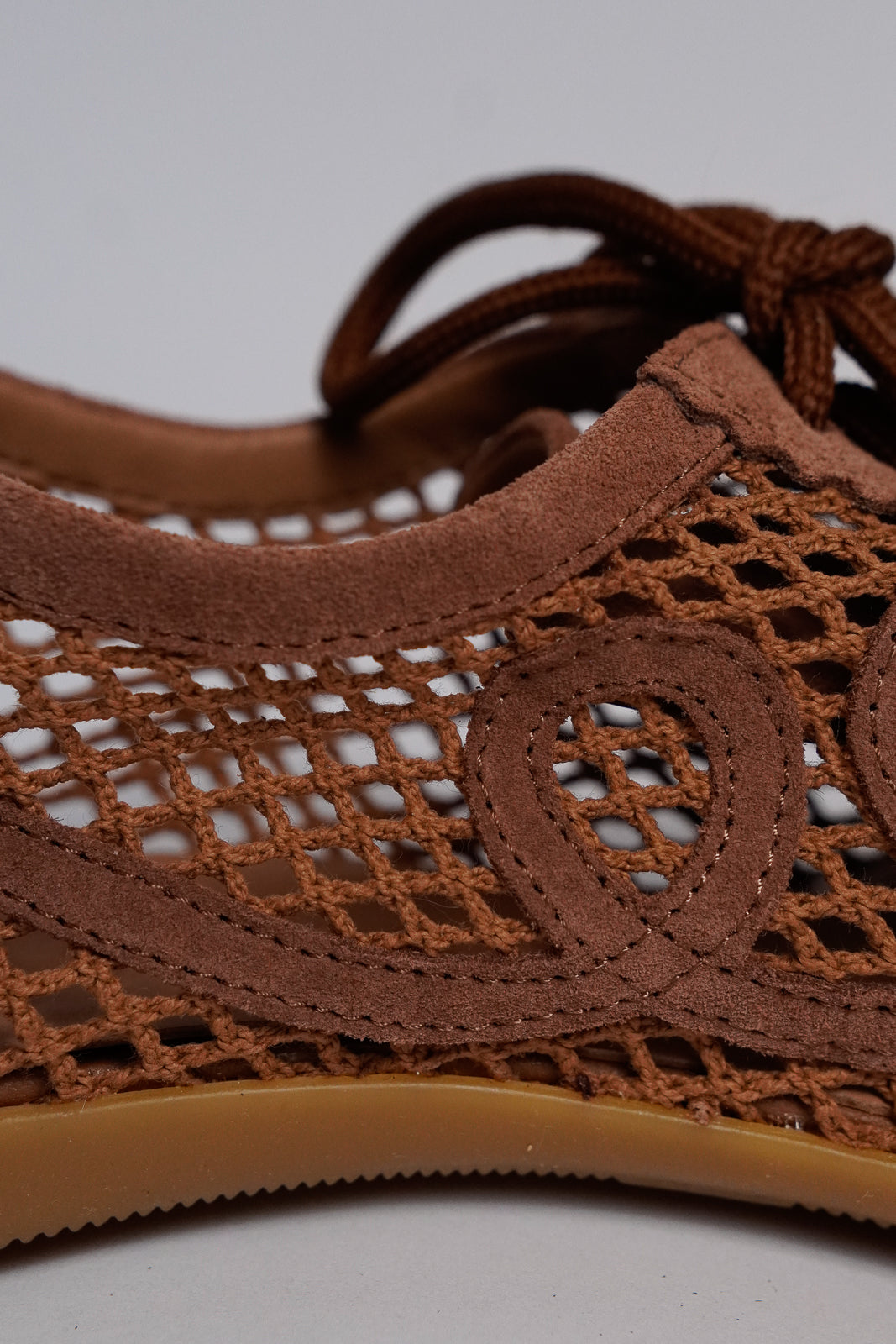 Cognac Mesh Lace-Up Sneakers