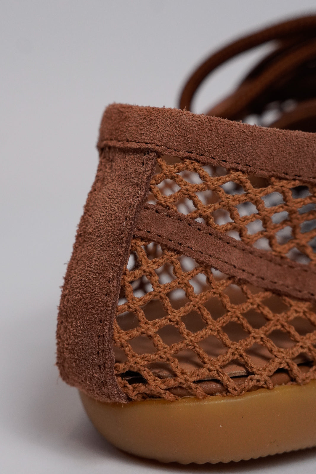 Cognac Mesh Lace-Up Sneakers