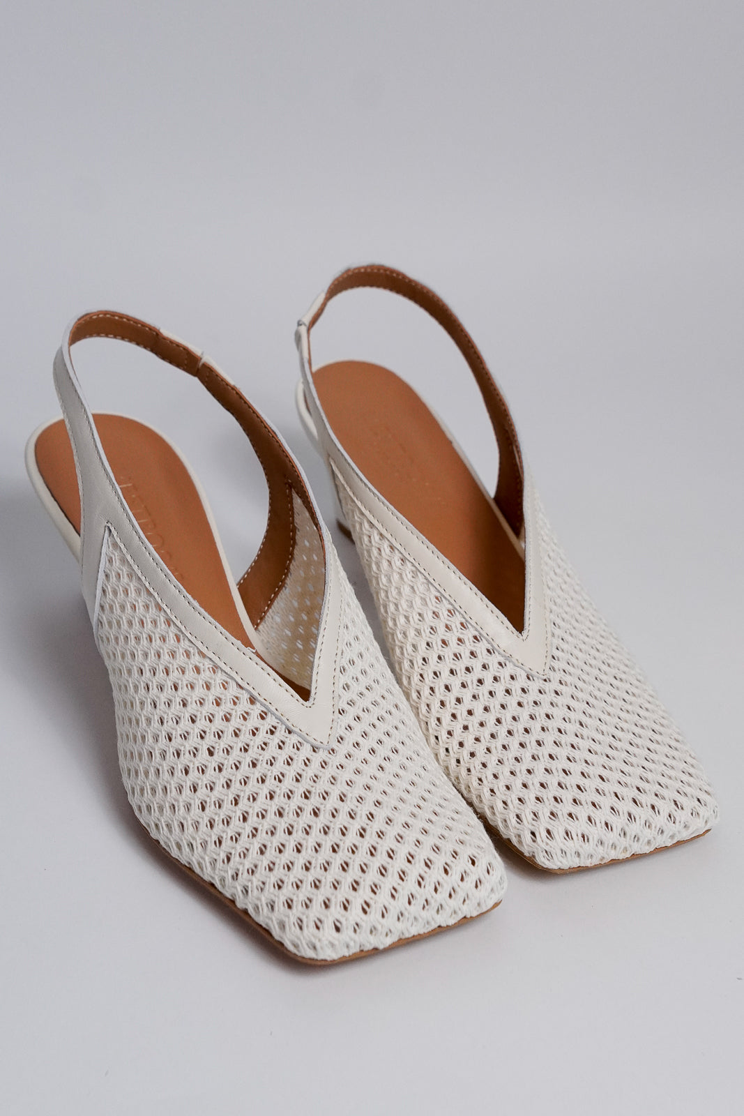 Mesh Heeled Sling-Backs