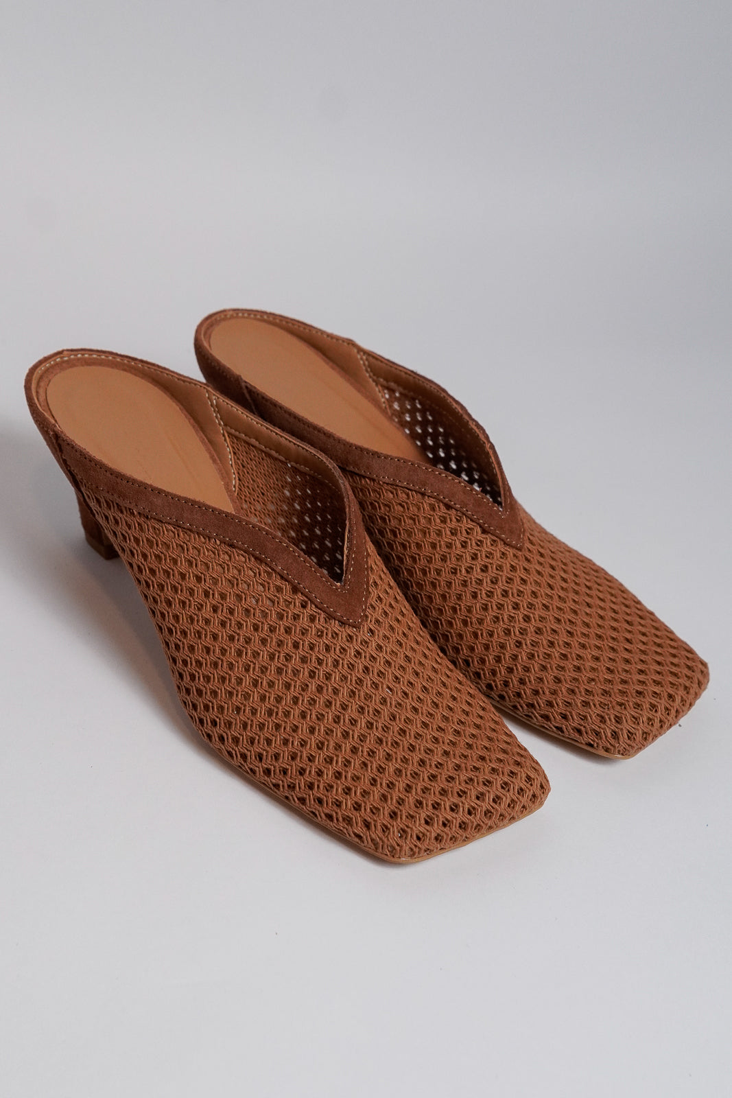 Mesh Heeled Mules
