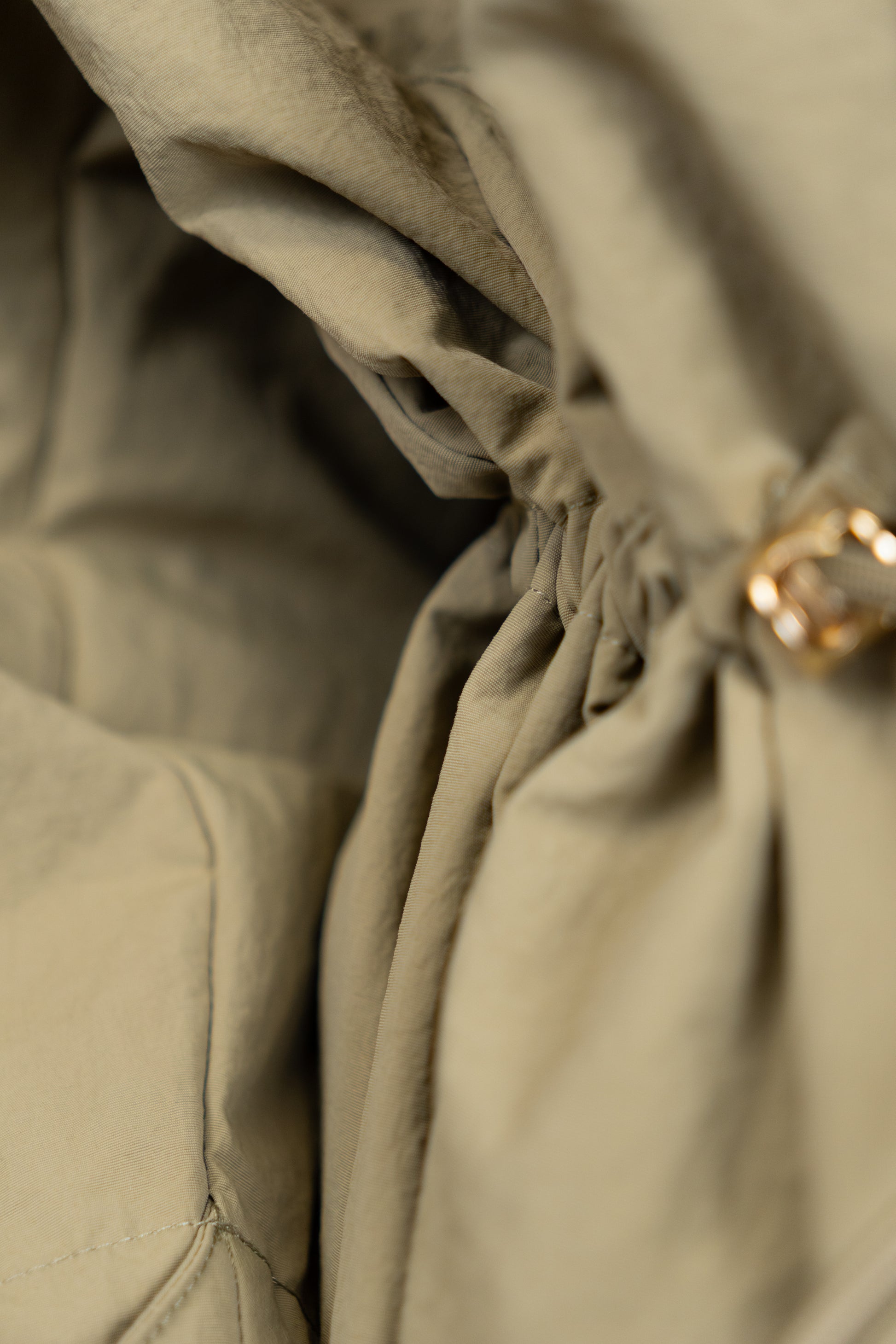 Khaki Drawstring Oversized Parka