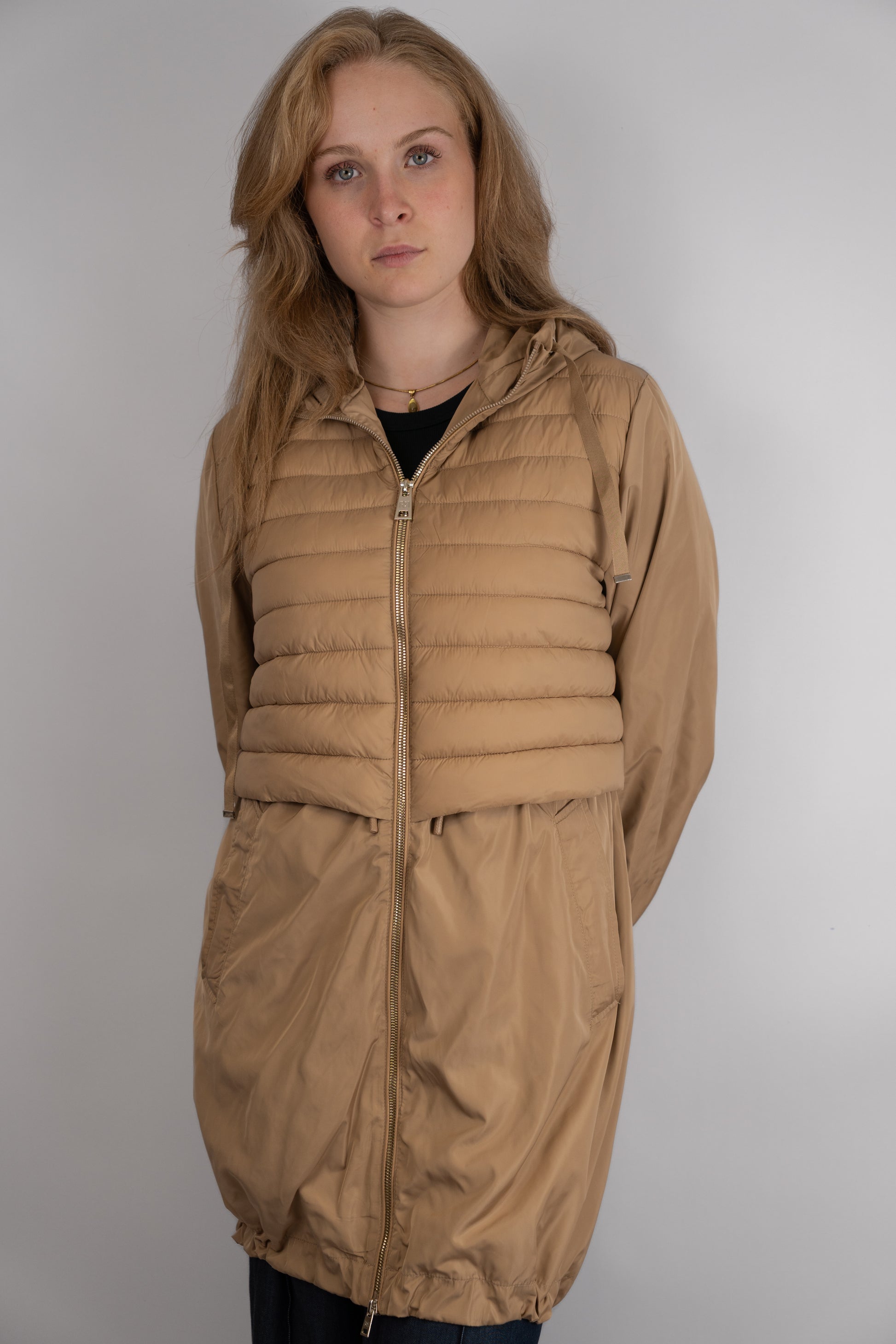 Beige Hooded Puffer Parka