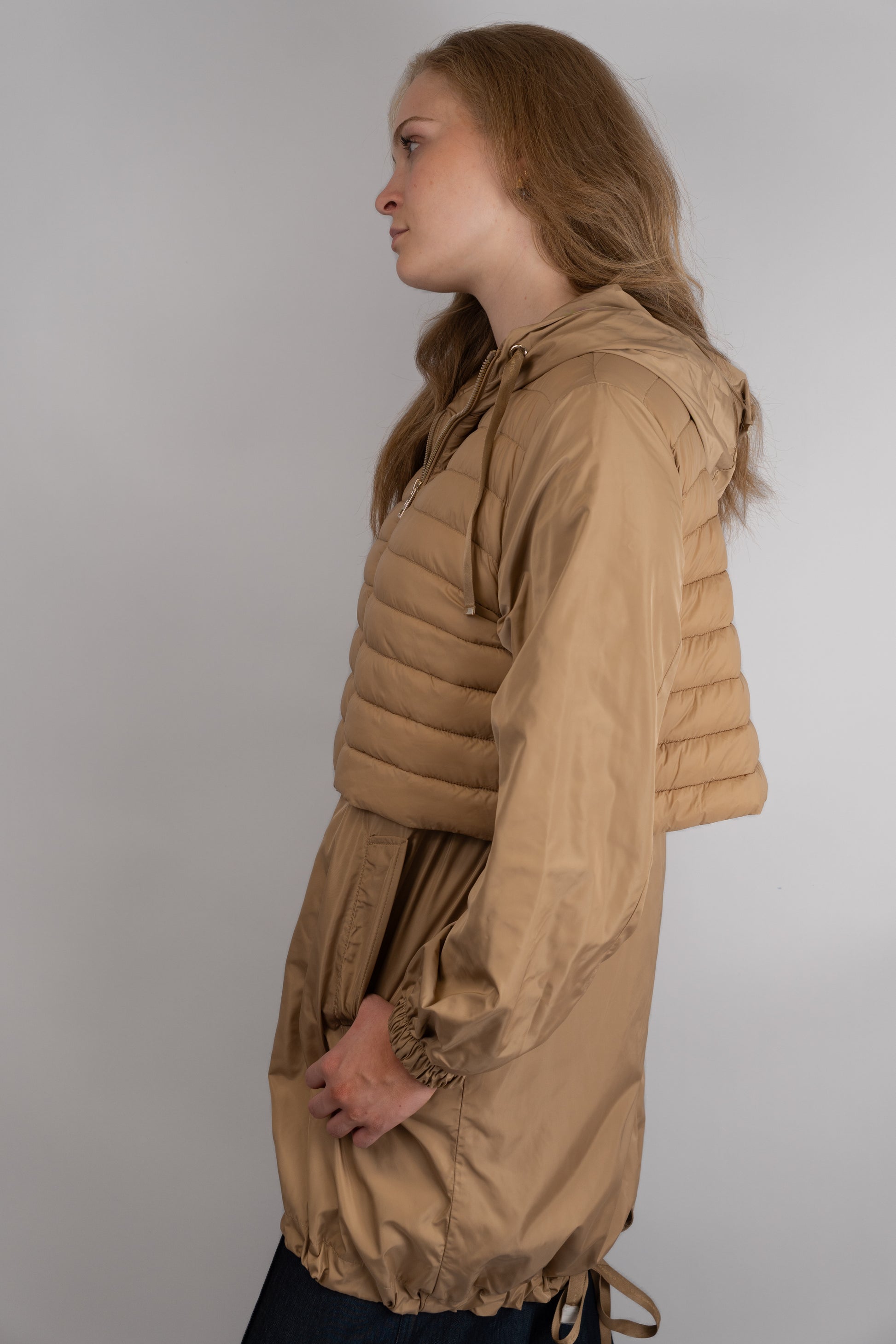 Beige Hooded Puffer Parka