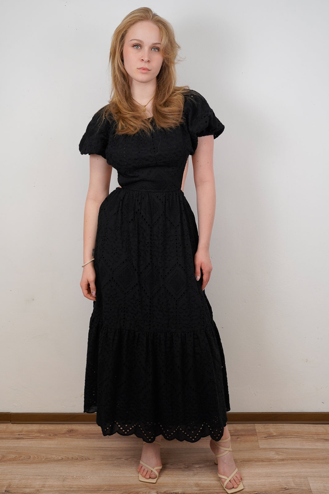 Backless Broderie Maxi Dress