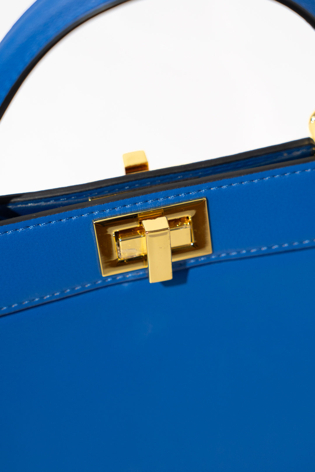 Cobalt Blue Structured Twist-Lock Top-Handle Bag