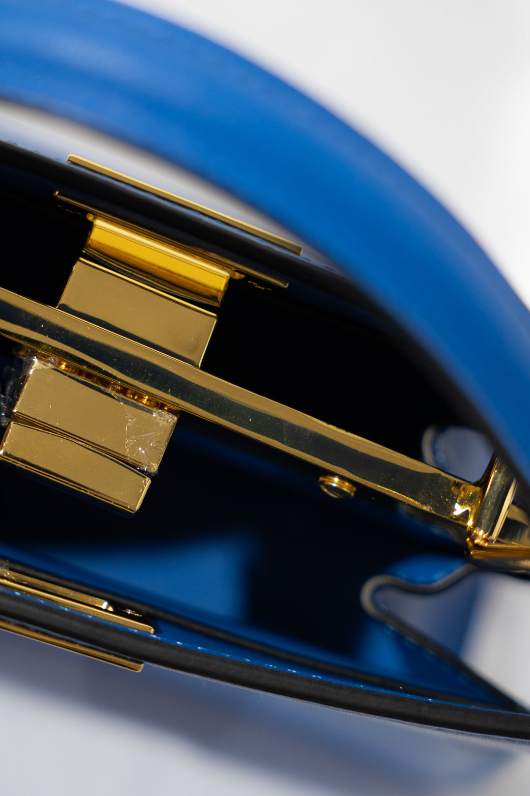 Cobalt Blue Structured Twist-Lock Top-Handle Bag