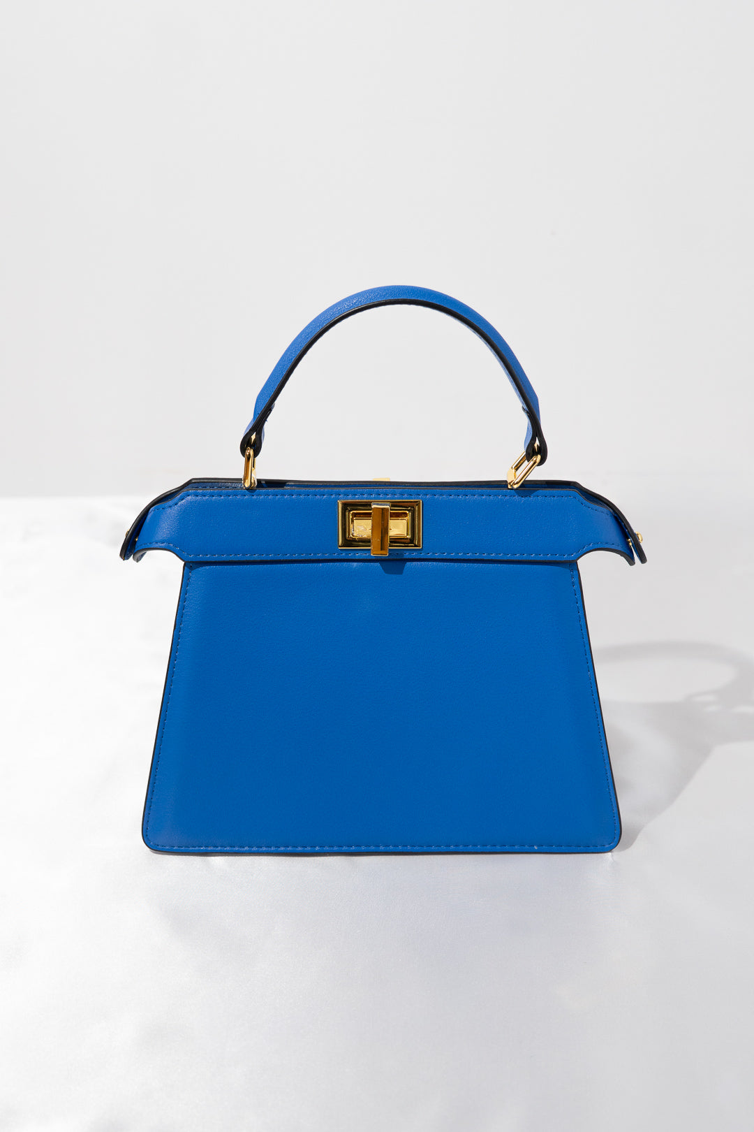 Cobalt Blue Structured Twist-Lock Top-Handle Bag