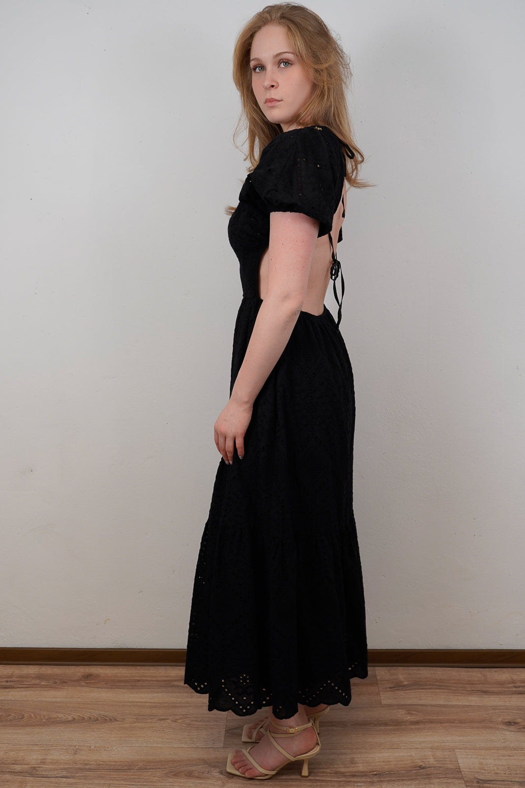 Backless Broderie Maxi Dress