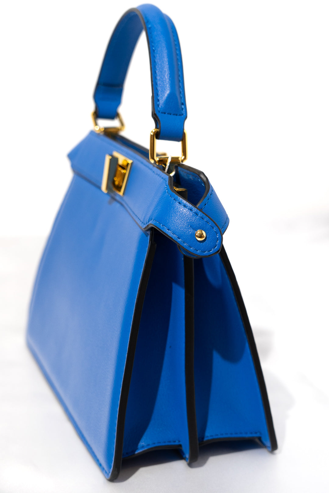 Cobalt Blue Structured Twist-Lock Top-Handle Bag