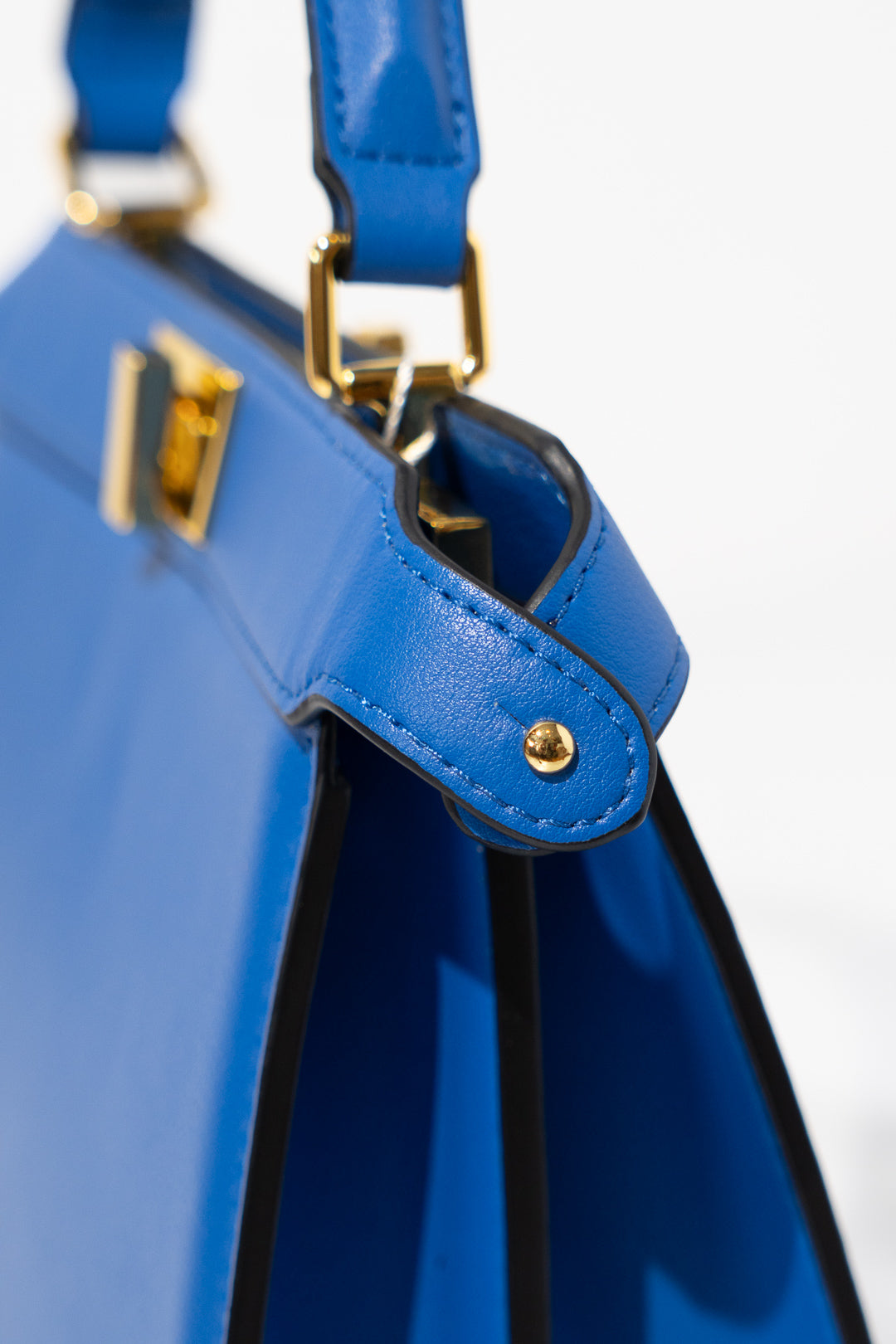 Cobalt Blue Structured Twist-Lock Top-Handle Bag