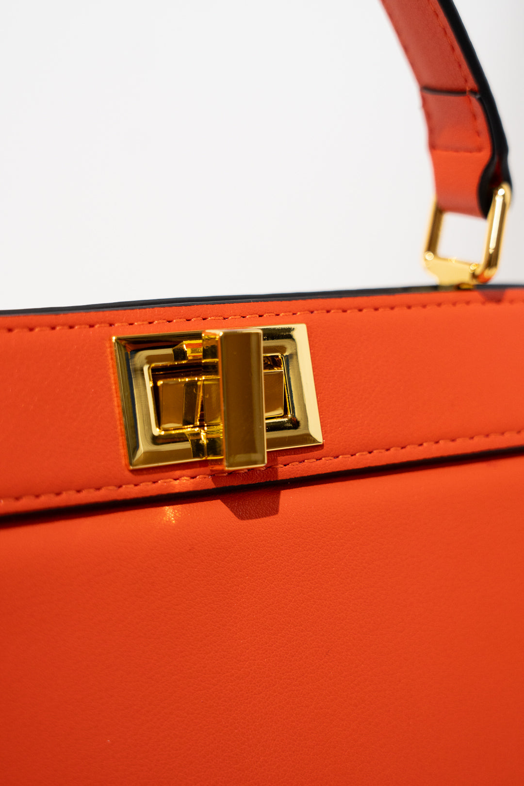 Orange Structured Twist-Lock Top-Handle Bag