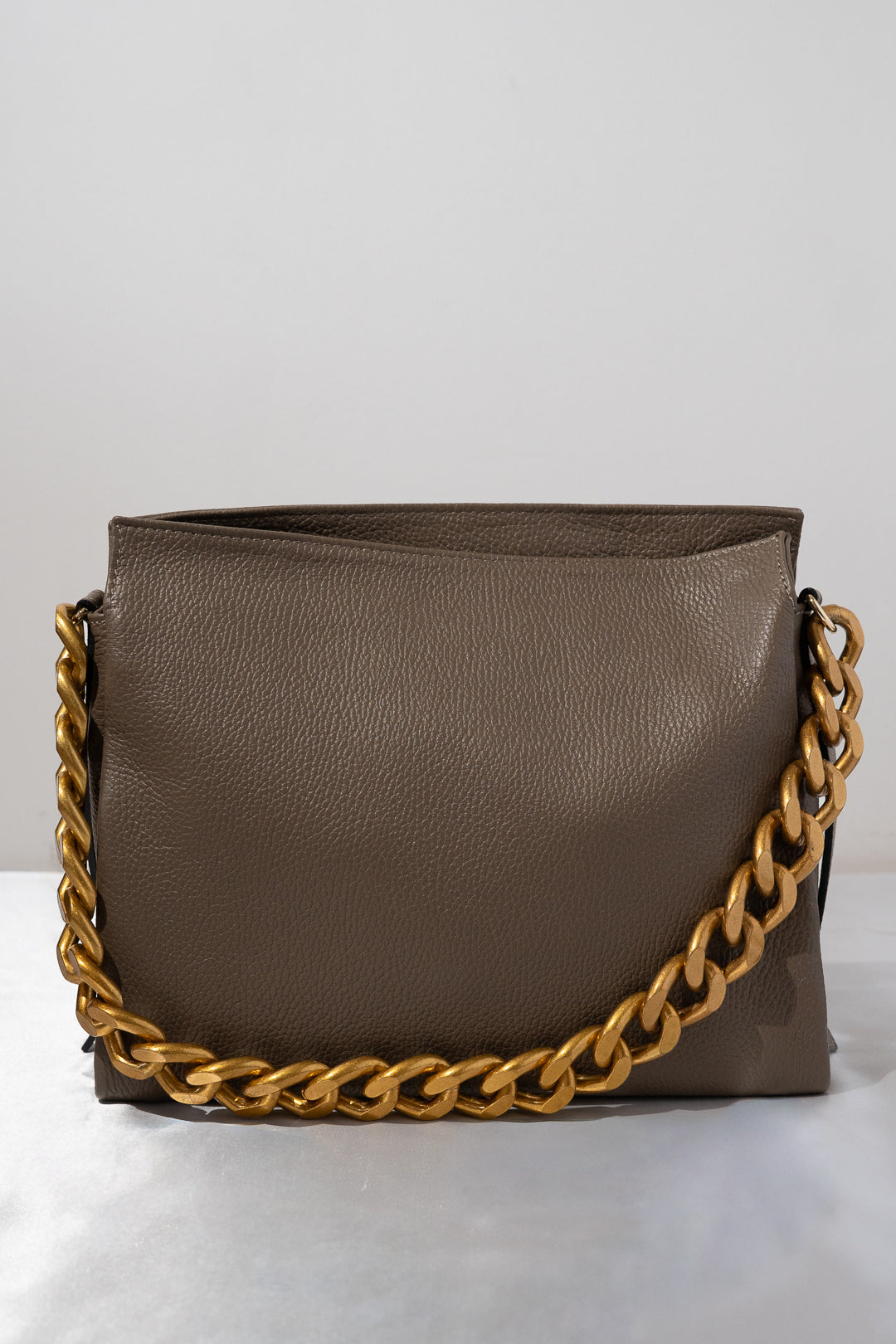Taupe Chunky Chain Shoulder Bag
