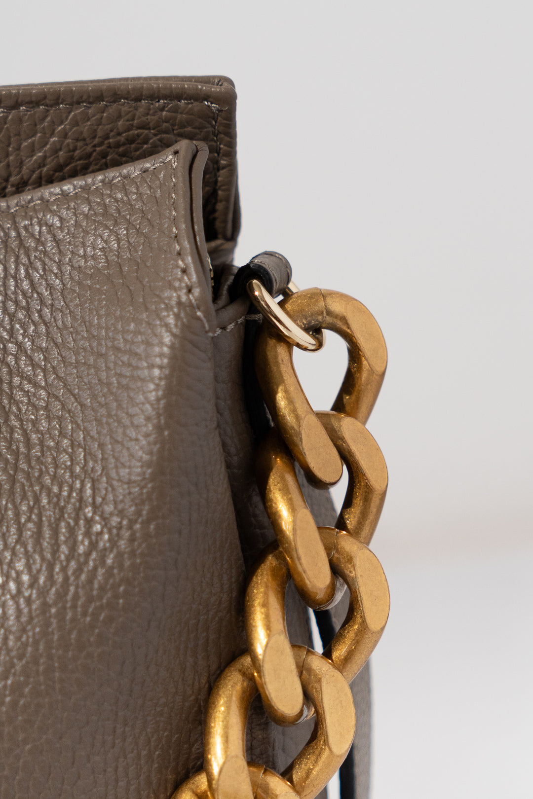 Taupe Chunky Chain Shoulder Bag