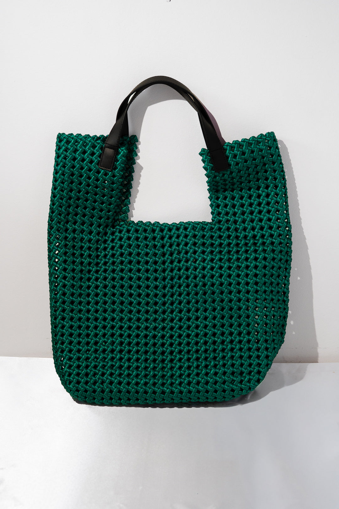 Emerald Green Woven Silk Tote