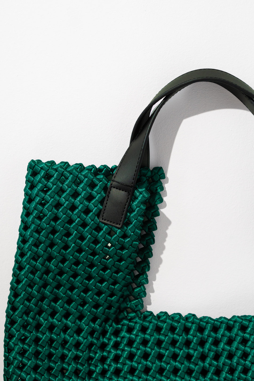 Emerald Green Woven Silk Tote