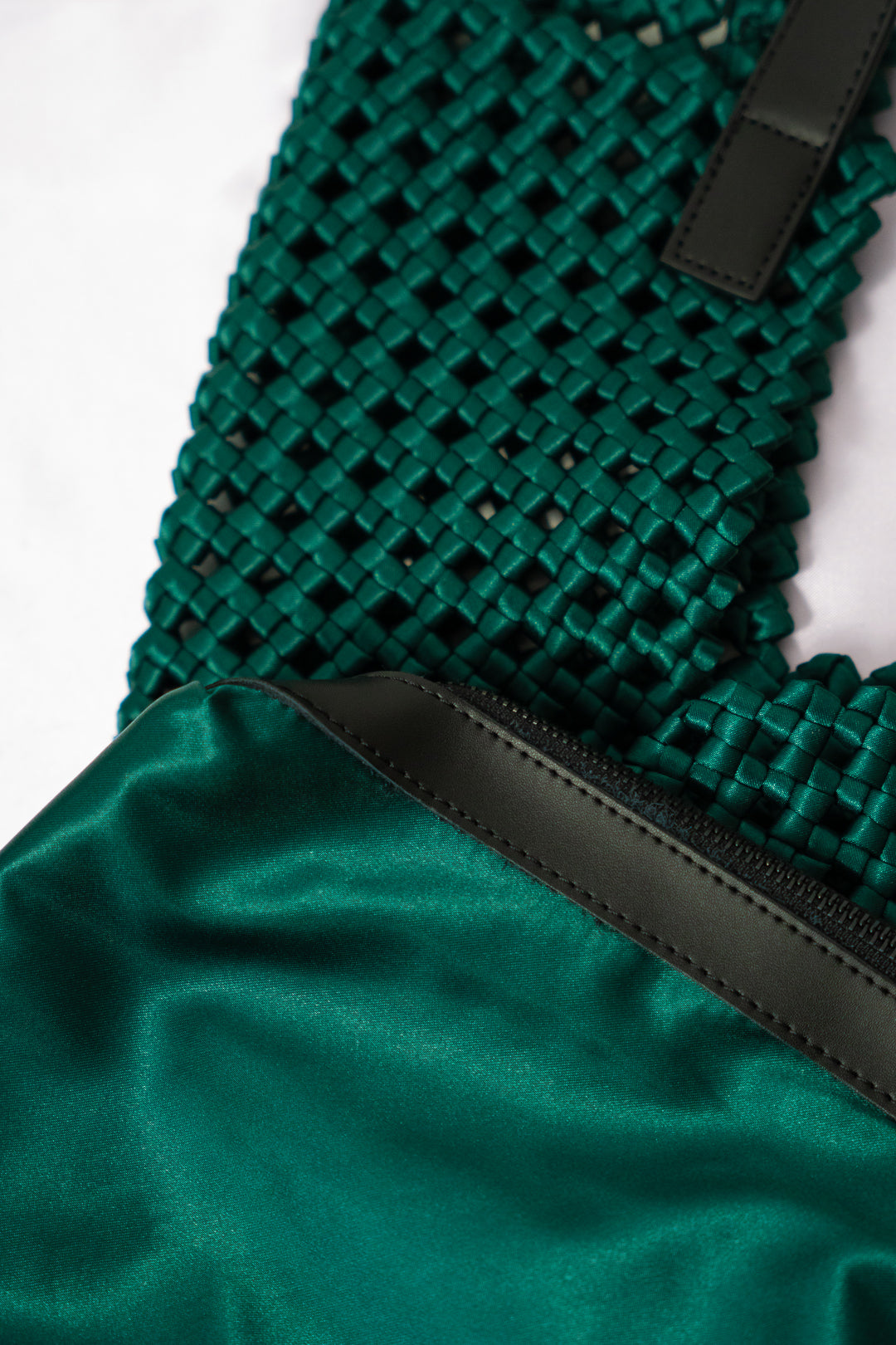 Emerald Green Woven Silk Tote