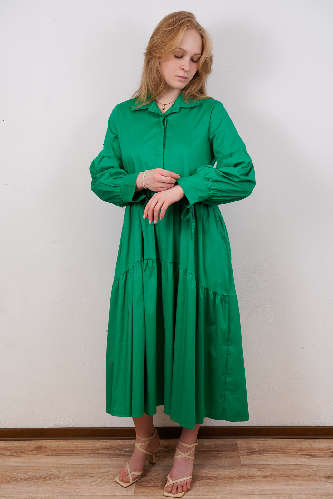 Green Maxi Shirt Dress