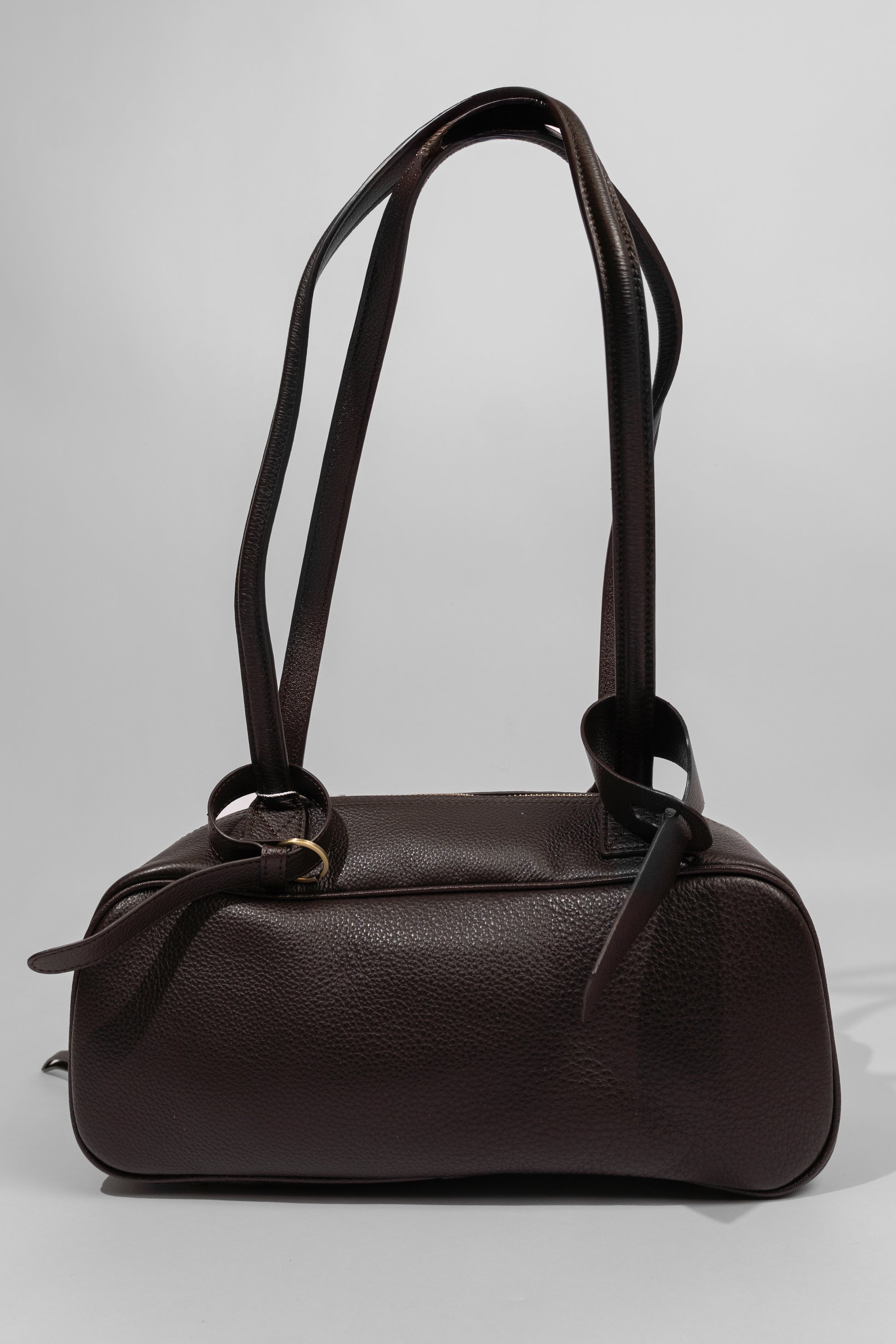 Grain Leather Shoulder Bag Brown