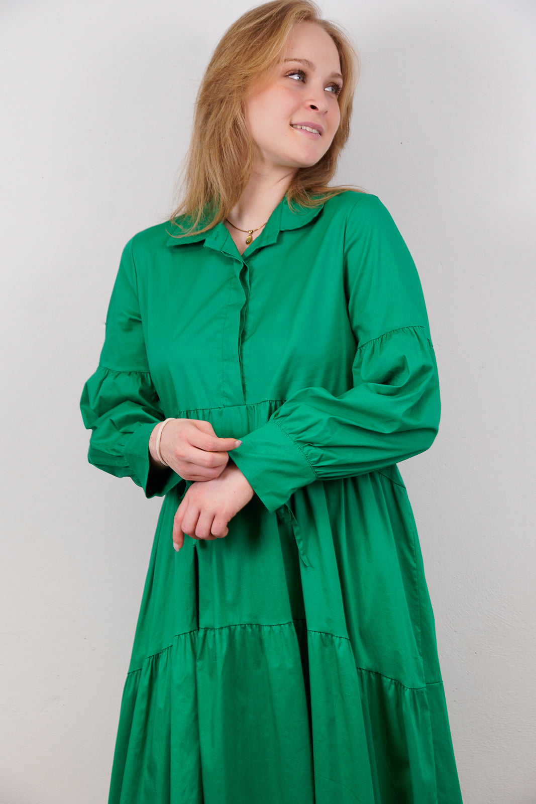 Green Maxi Shirt Dress