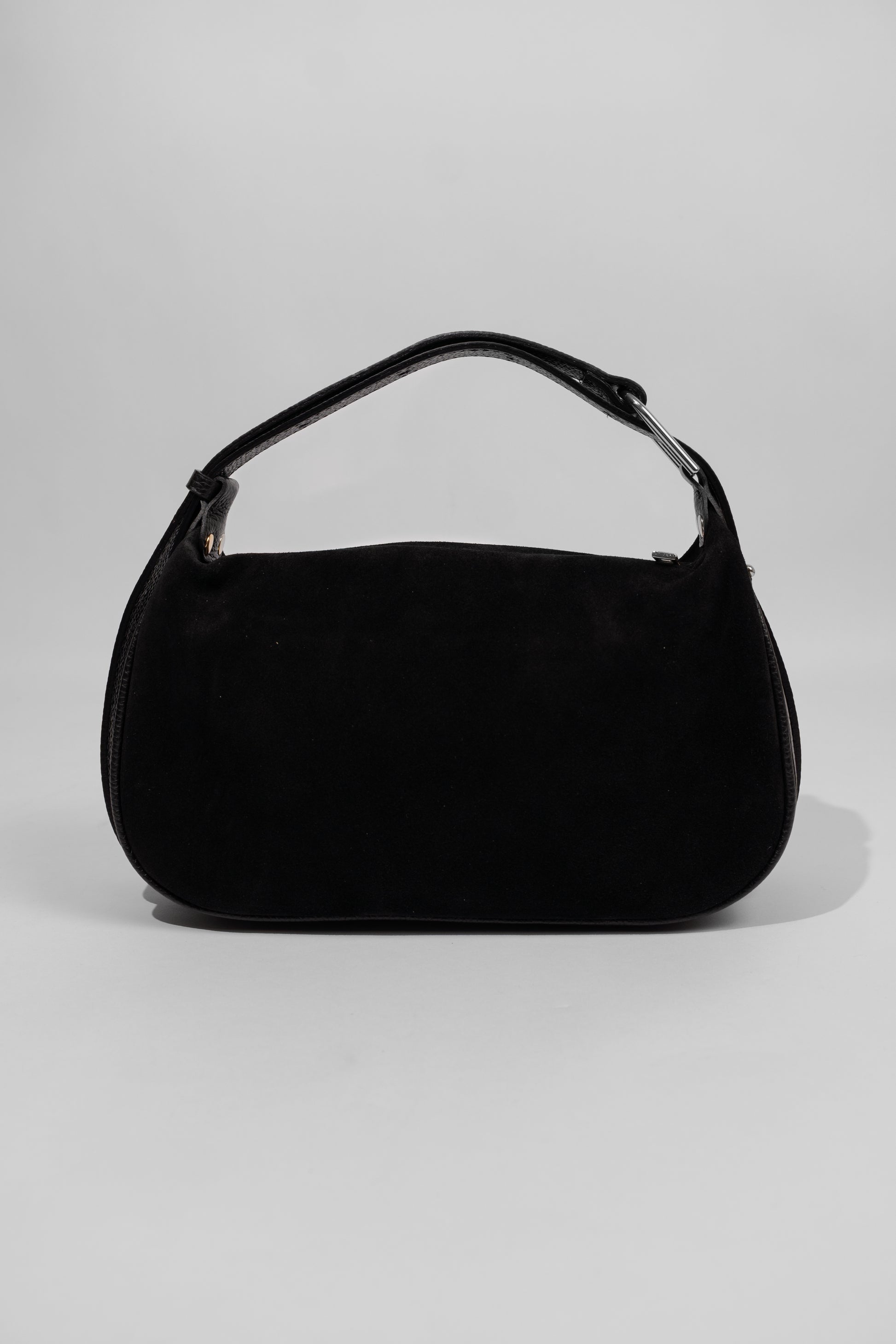 Suede Top Handle Bag Black
