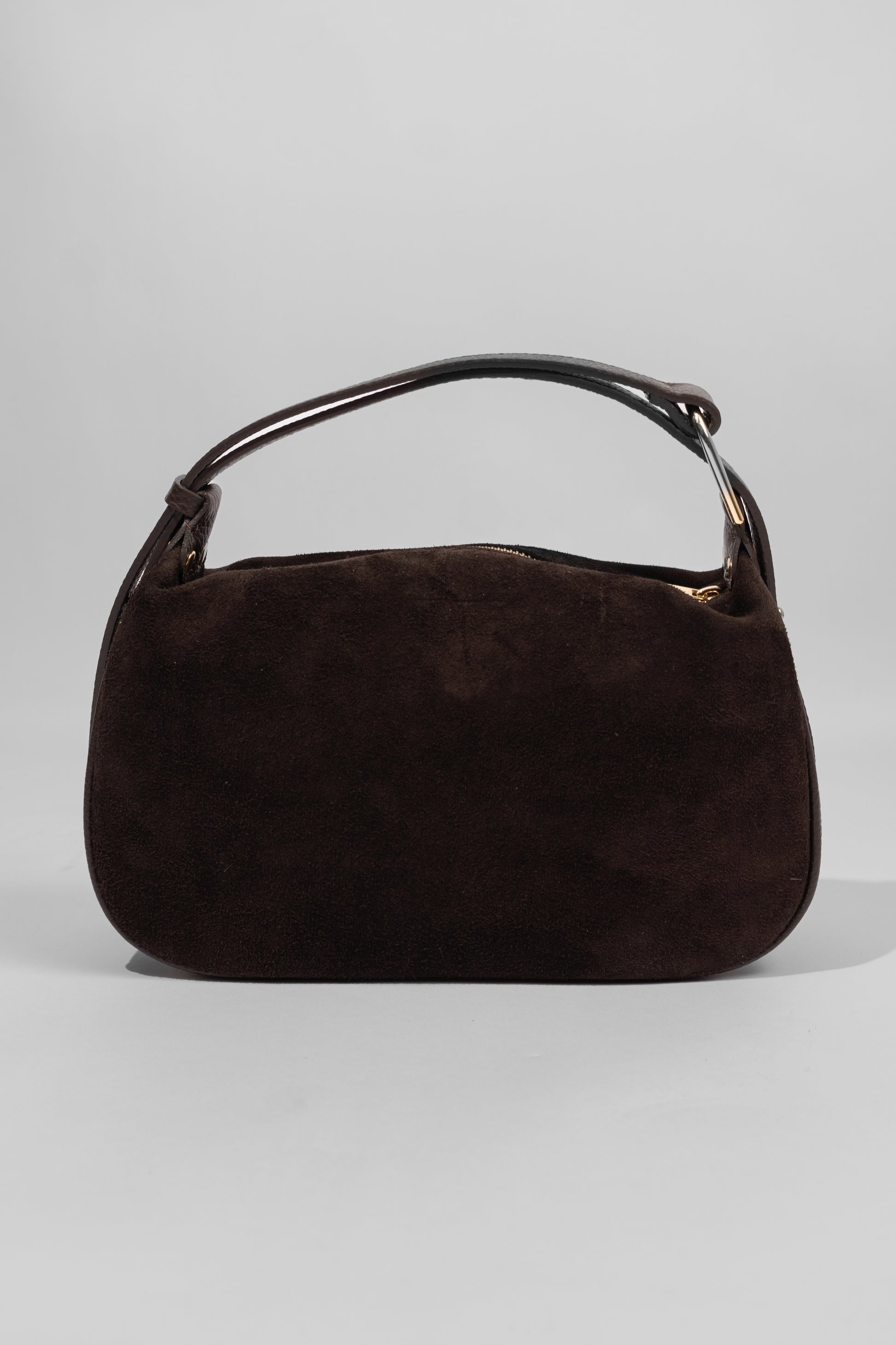 Suede Top Handle Bag Brown