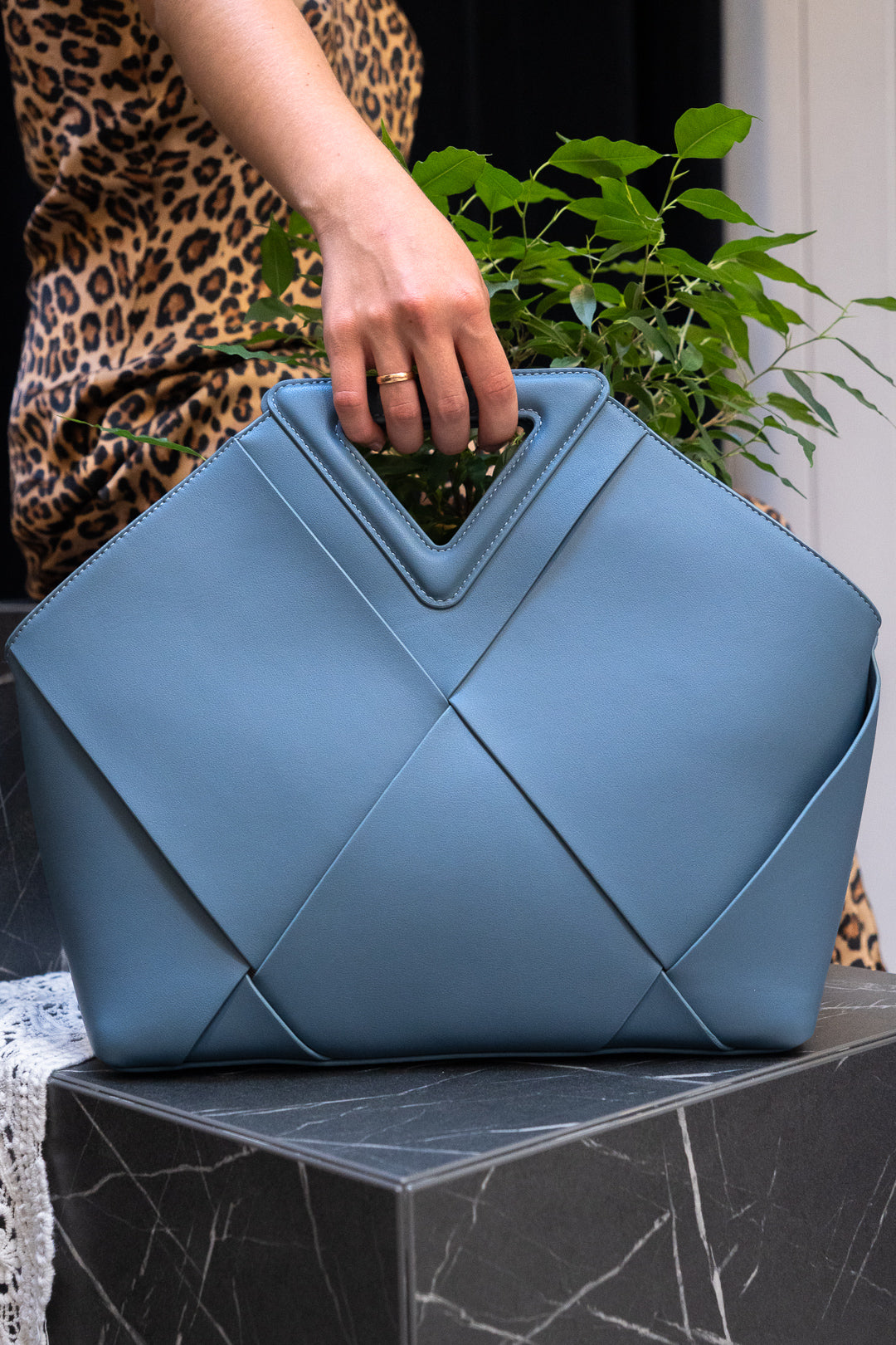 Geometric Cut-Out Handle Bag