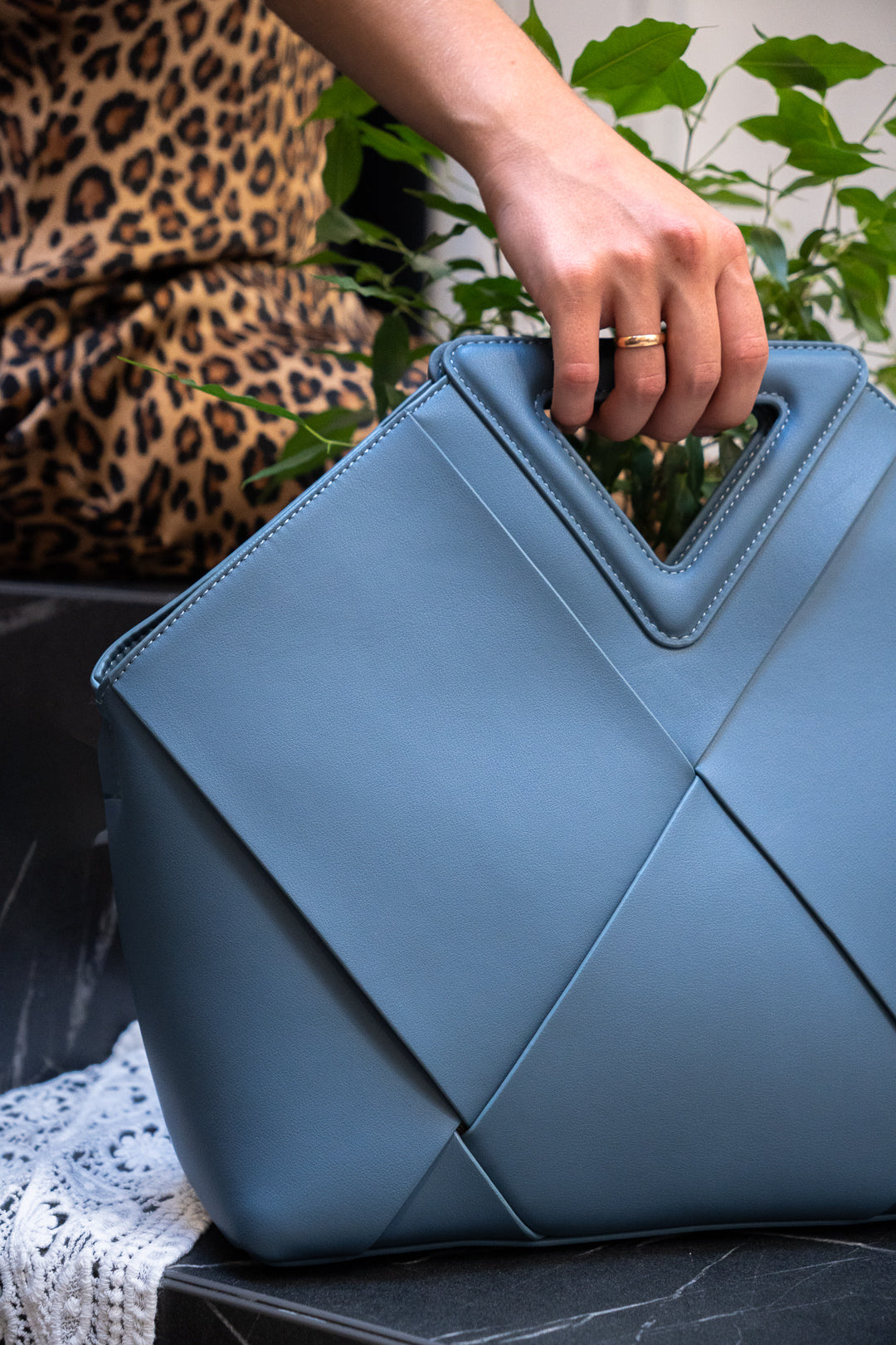 Geometric Cut-Out Handle Bag