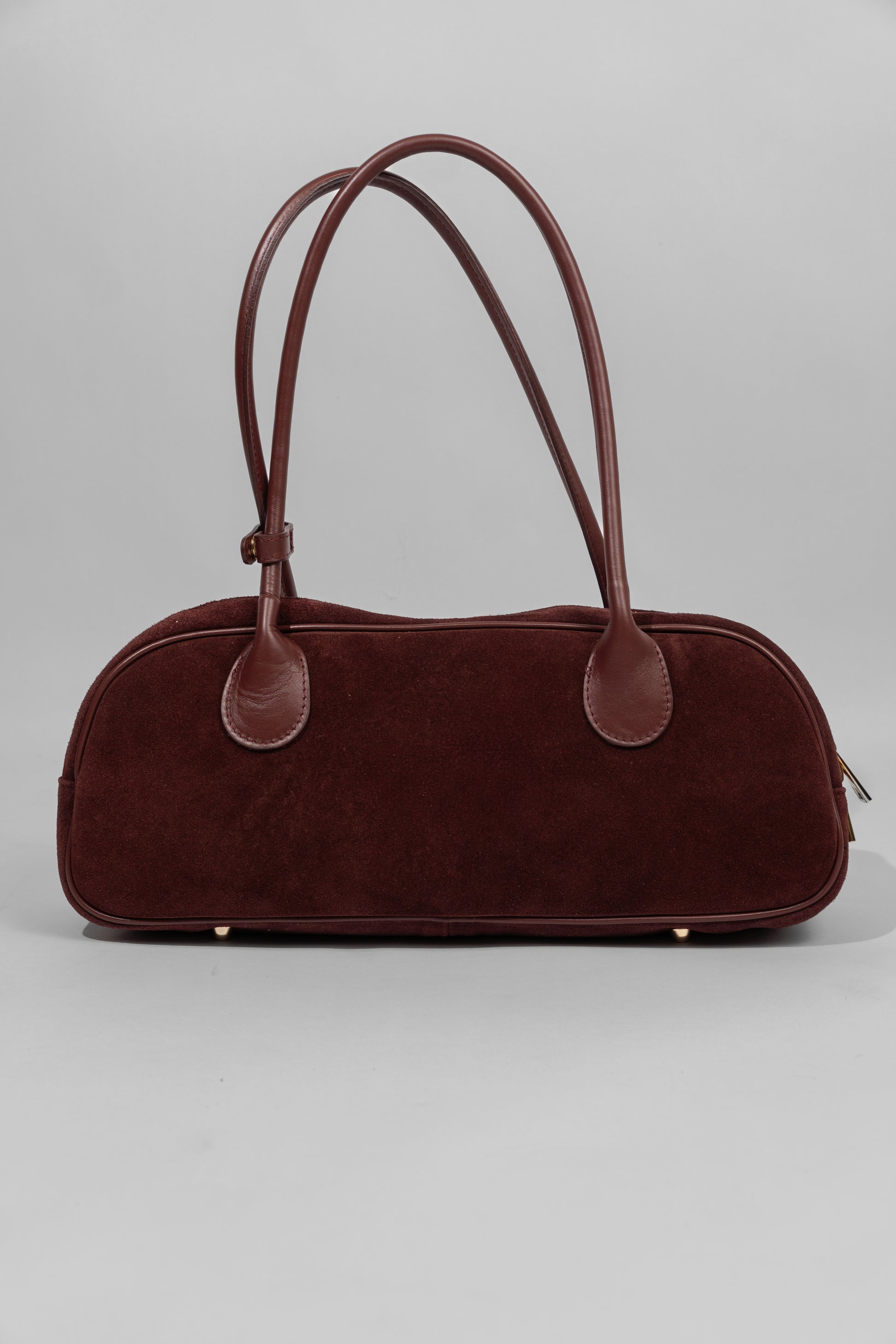 Suede Baguette Handbag Red