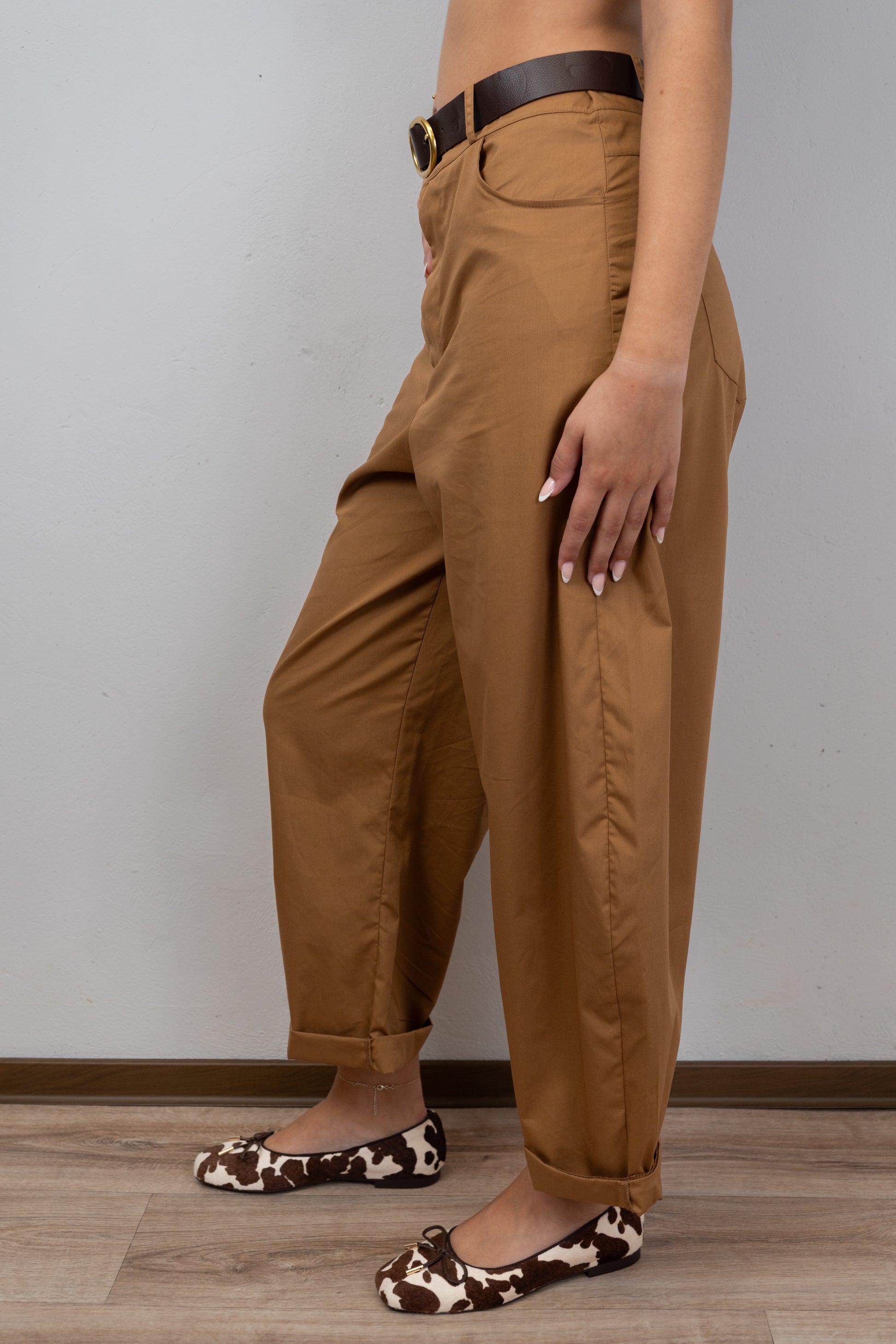 Camel Balloon Trousers with Belt