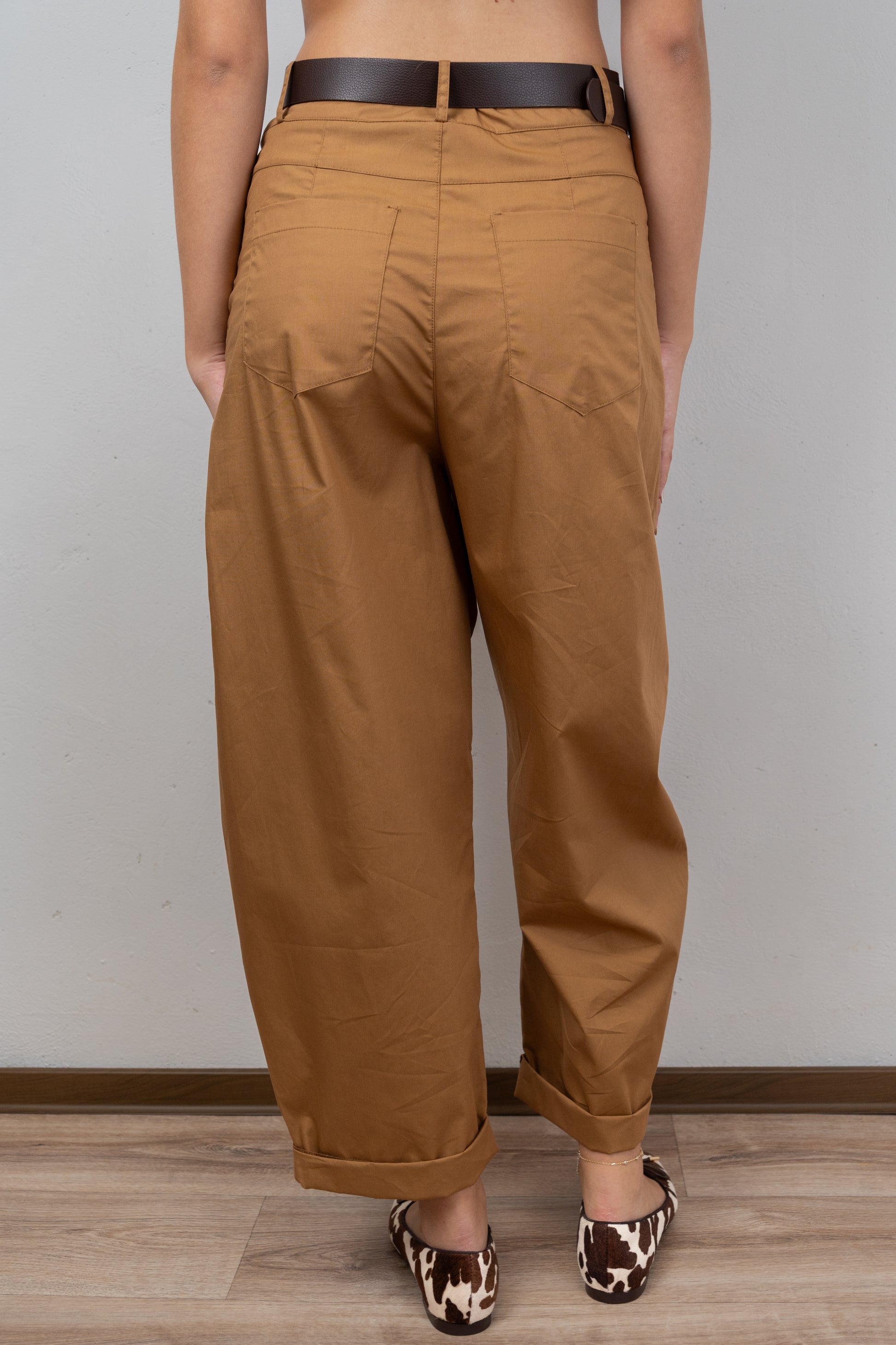 Camel Balloon Trousers with Belt
