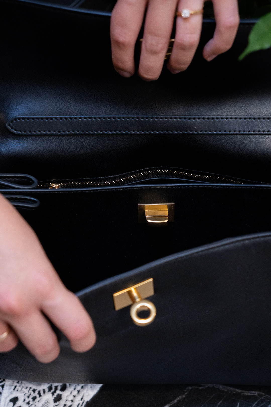 Smooth Leather Top Handle Bag