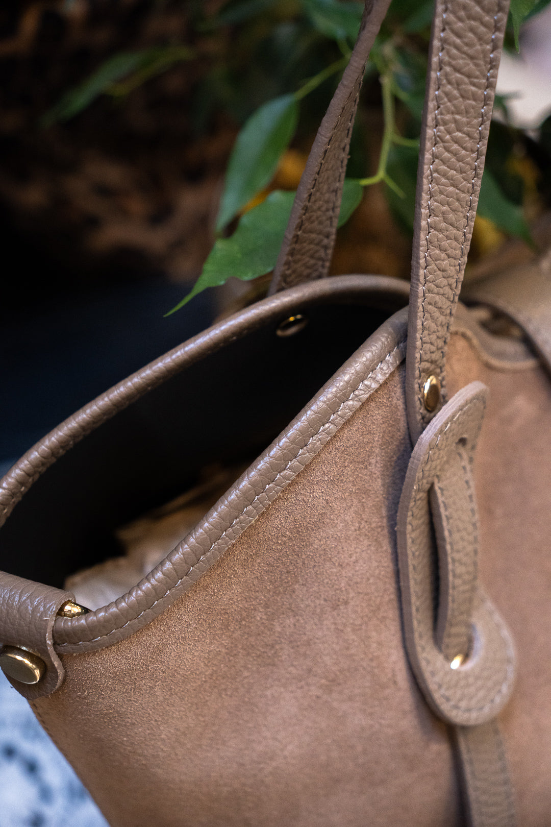 Suede Leather Tote Bag