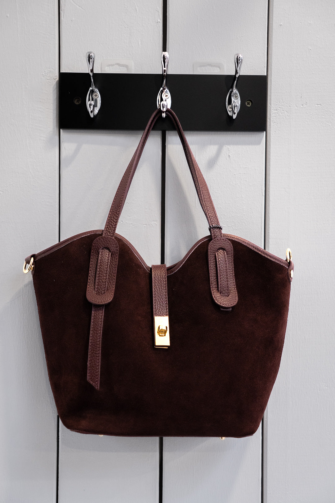Suede Leather Tote Bag Red