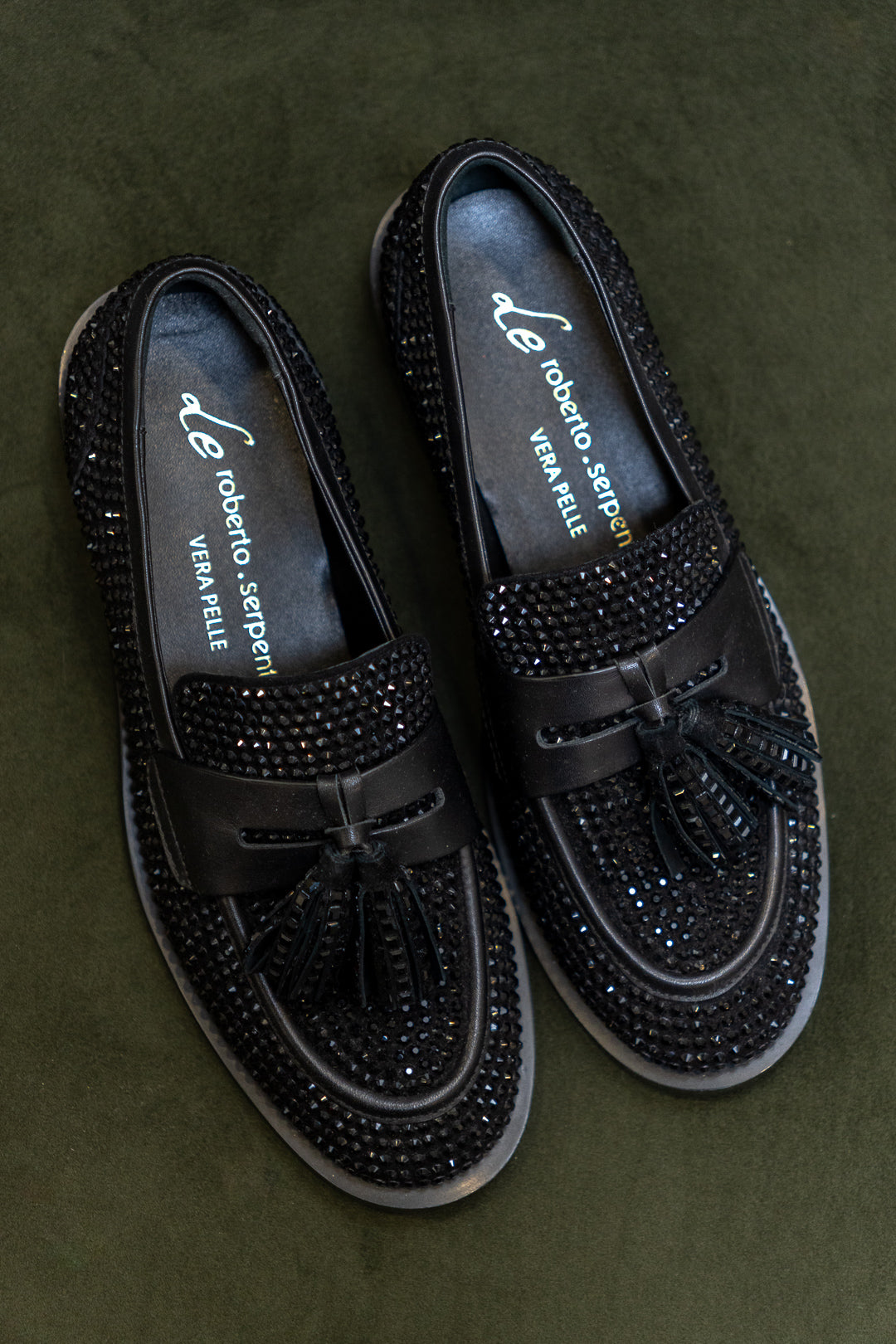 Crystal-Embellished Loafers with Tassels
