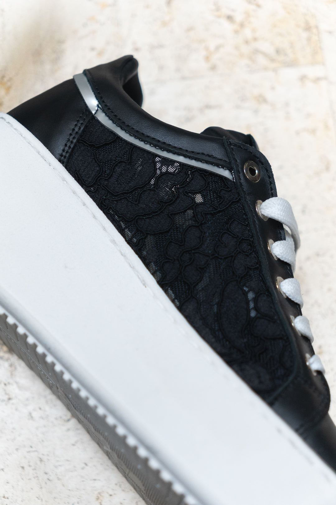 Black Lace Platform Sneakers