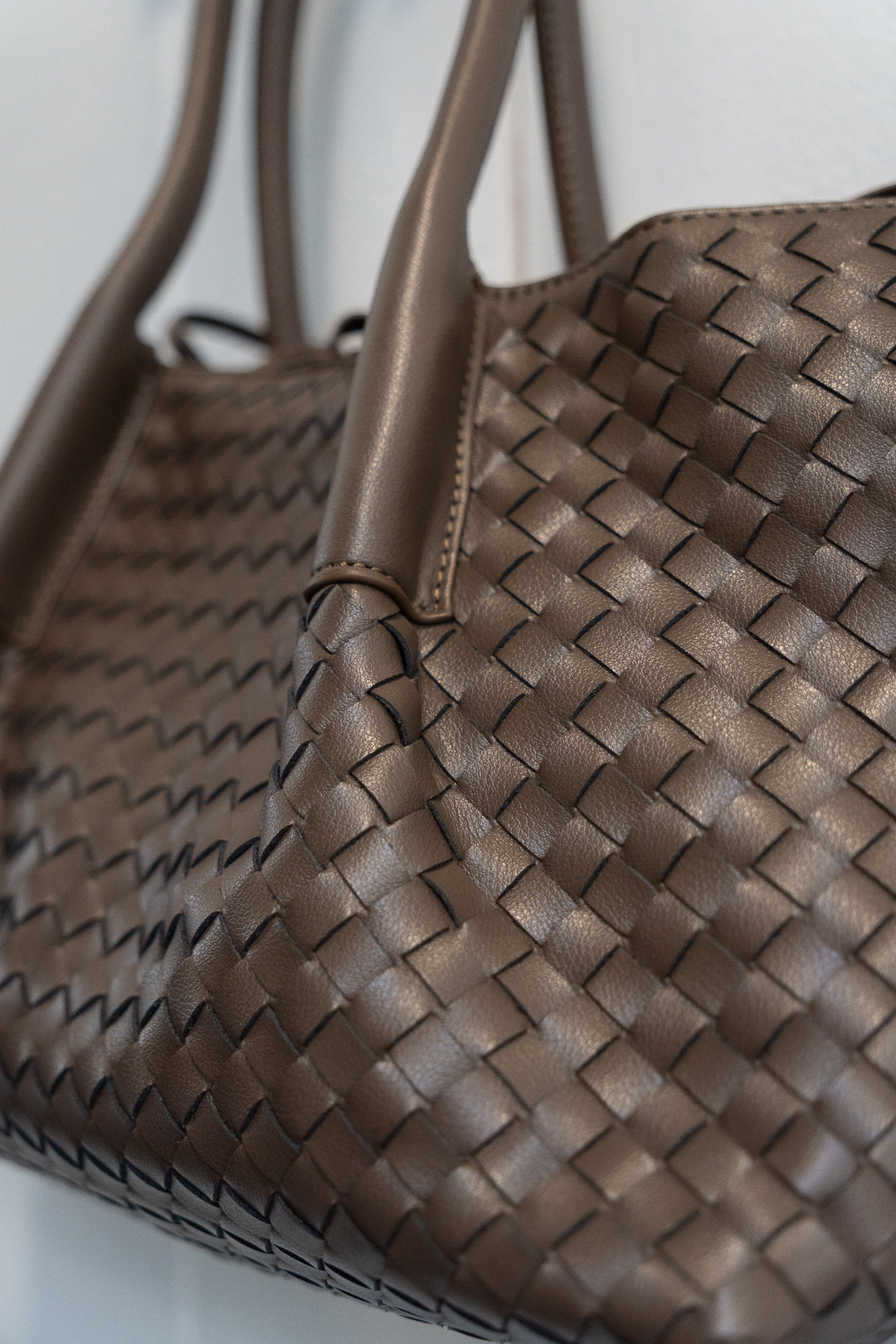 Woven Leather Cloud Bag Brown