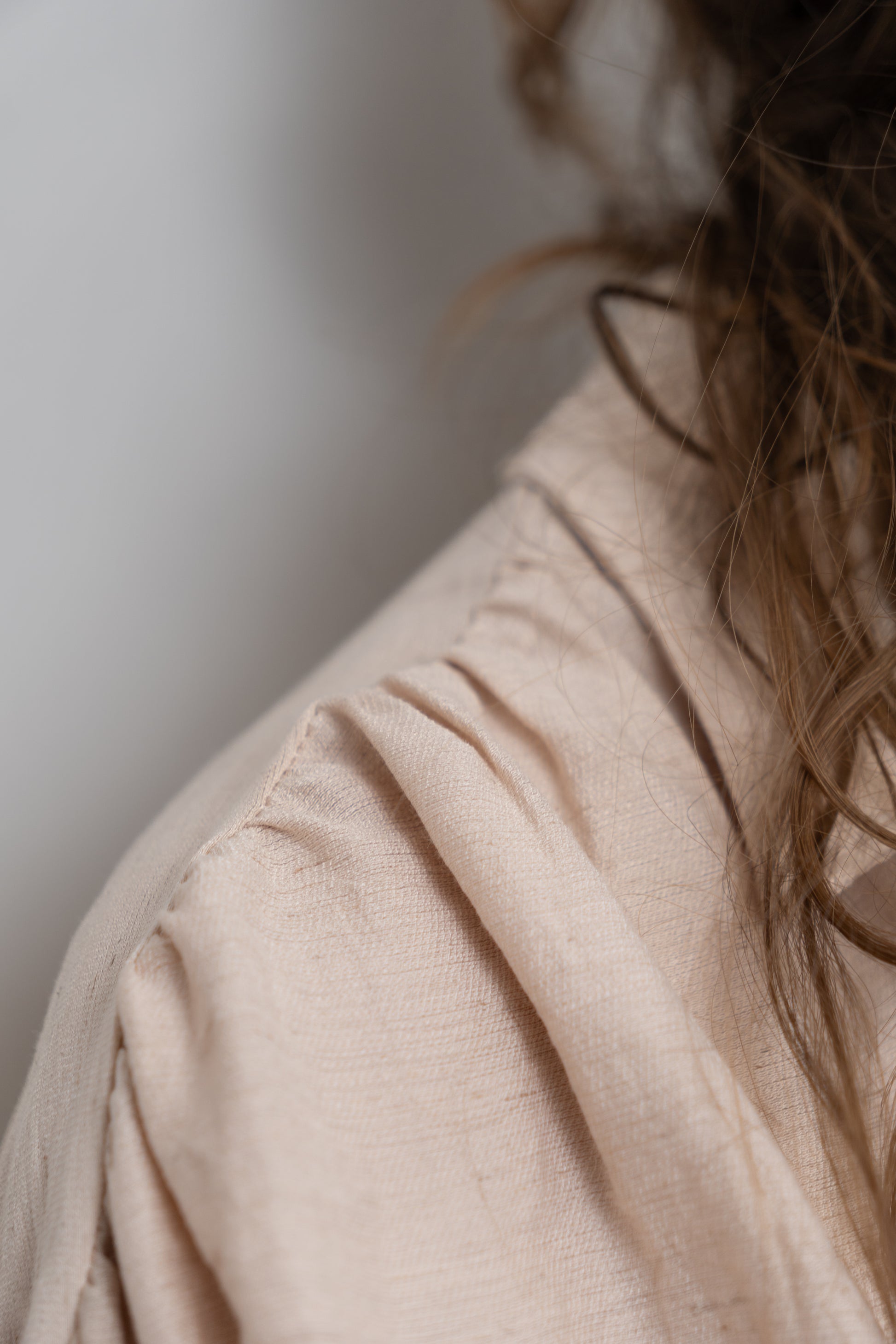 Beige Ruffle-Cuff Blouse