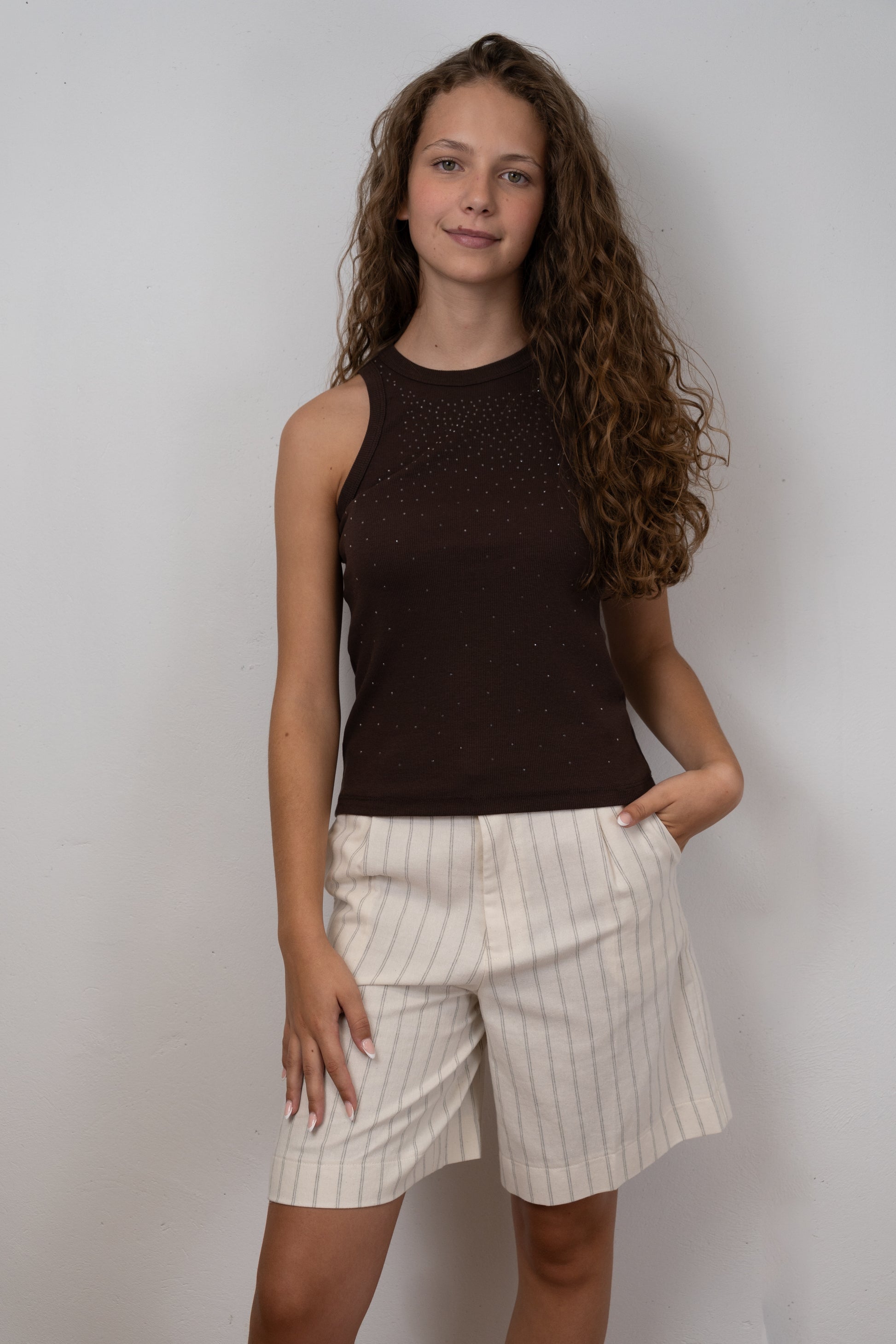 Striped Linen Bermuda Shorts