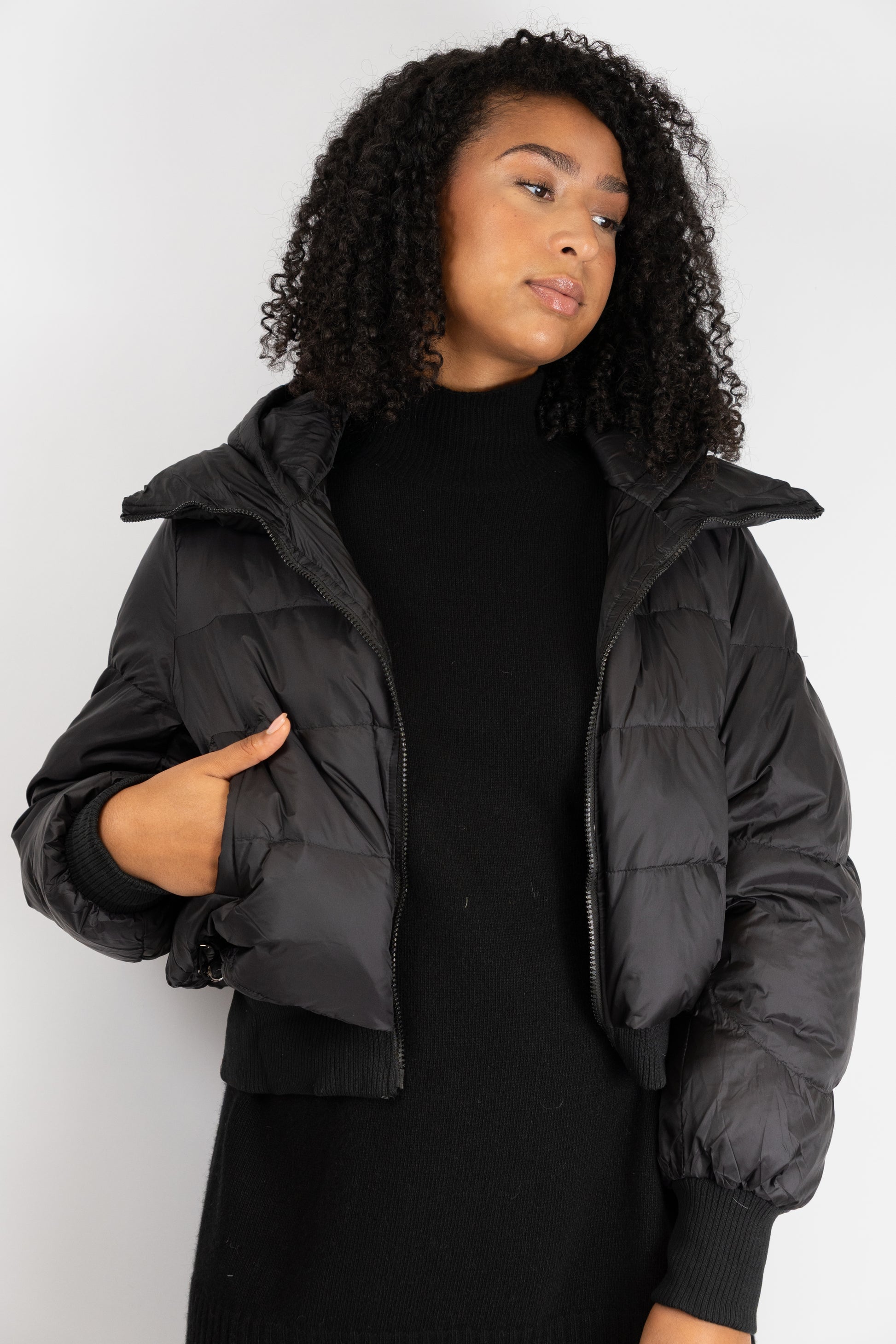 Cropped Hooded Puffer Jacket