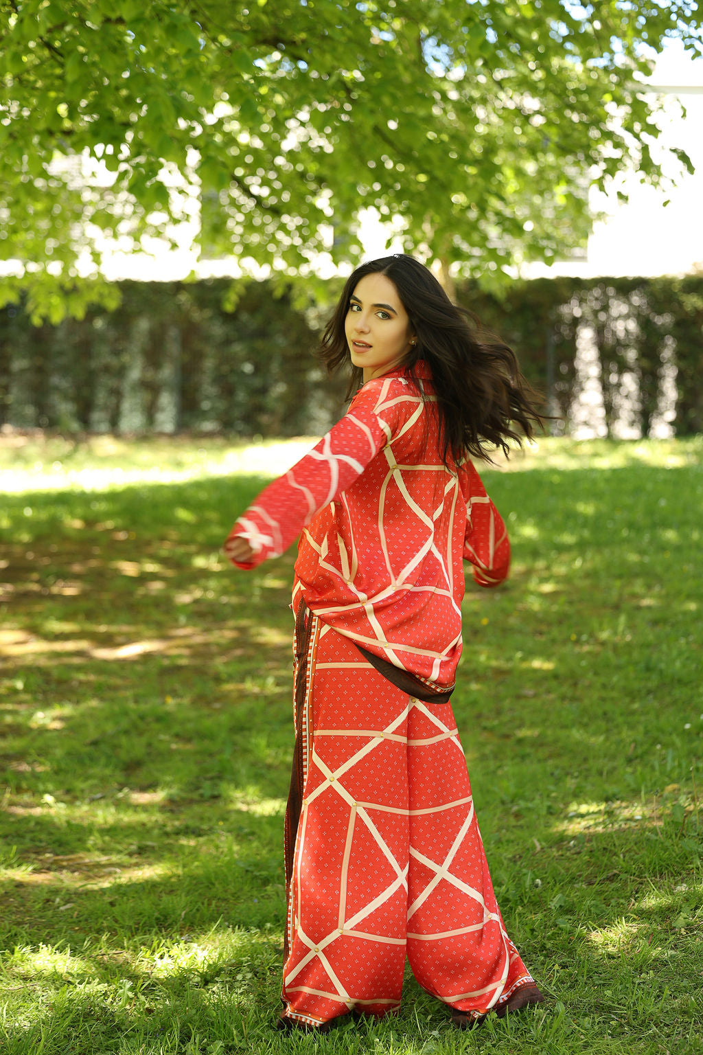 Red Geometric Print Co-ord Set