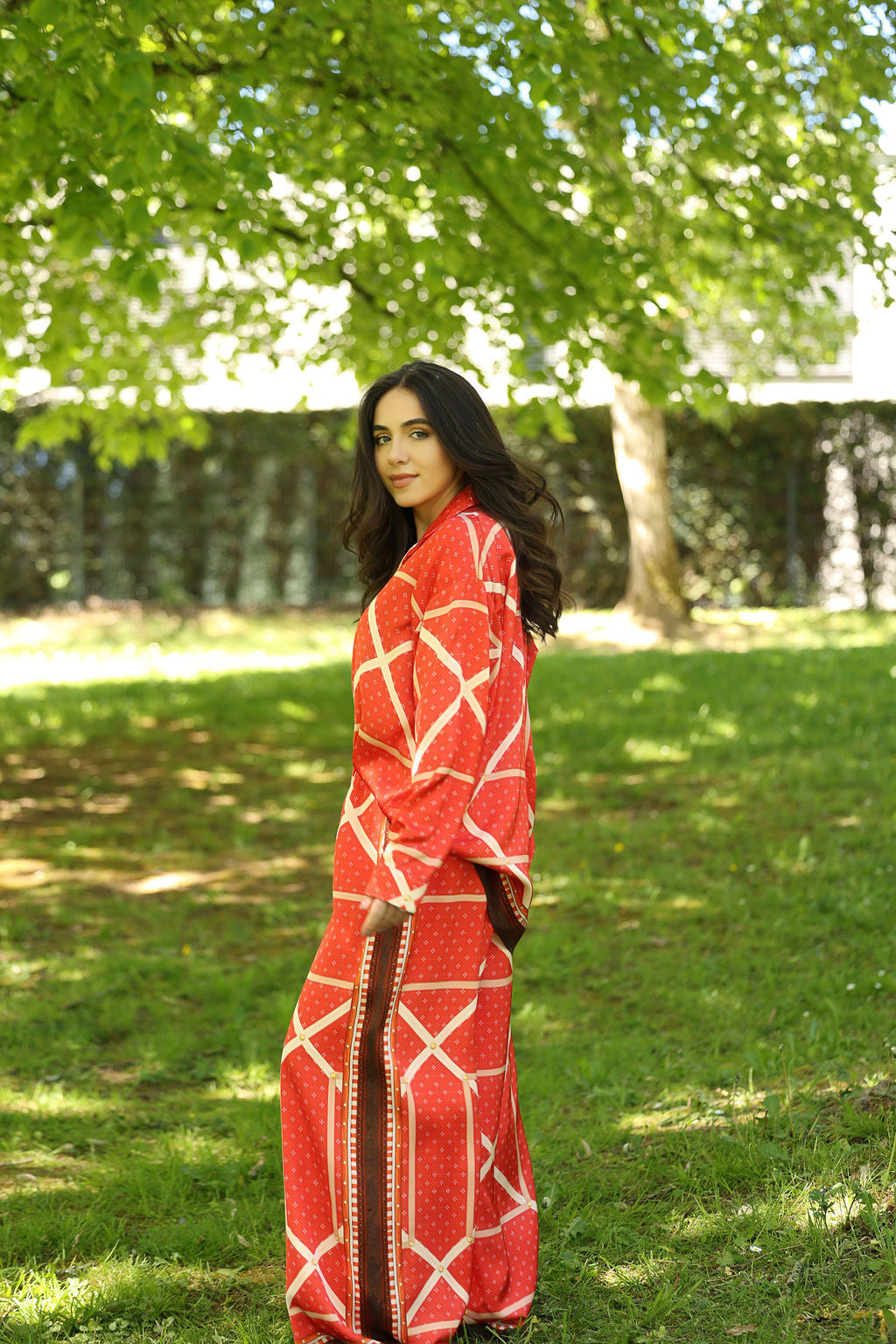Red Geometric Print Co-ord Set