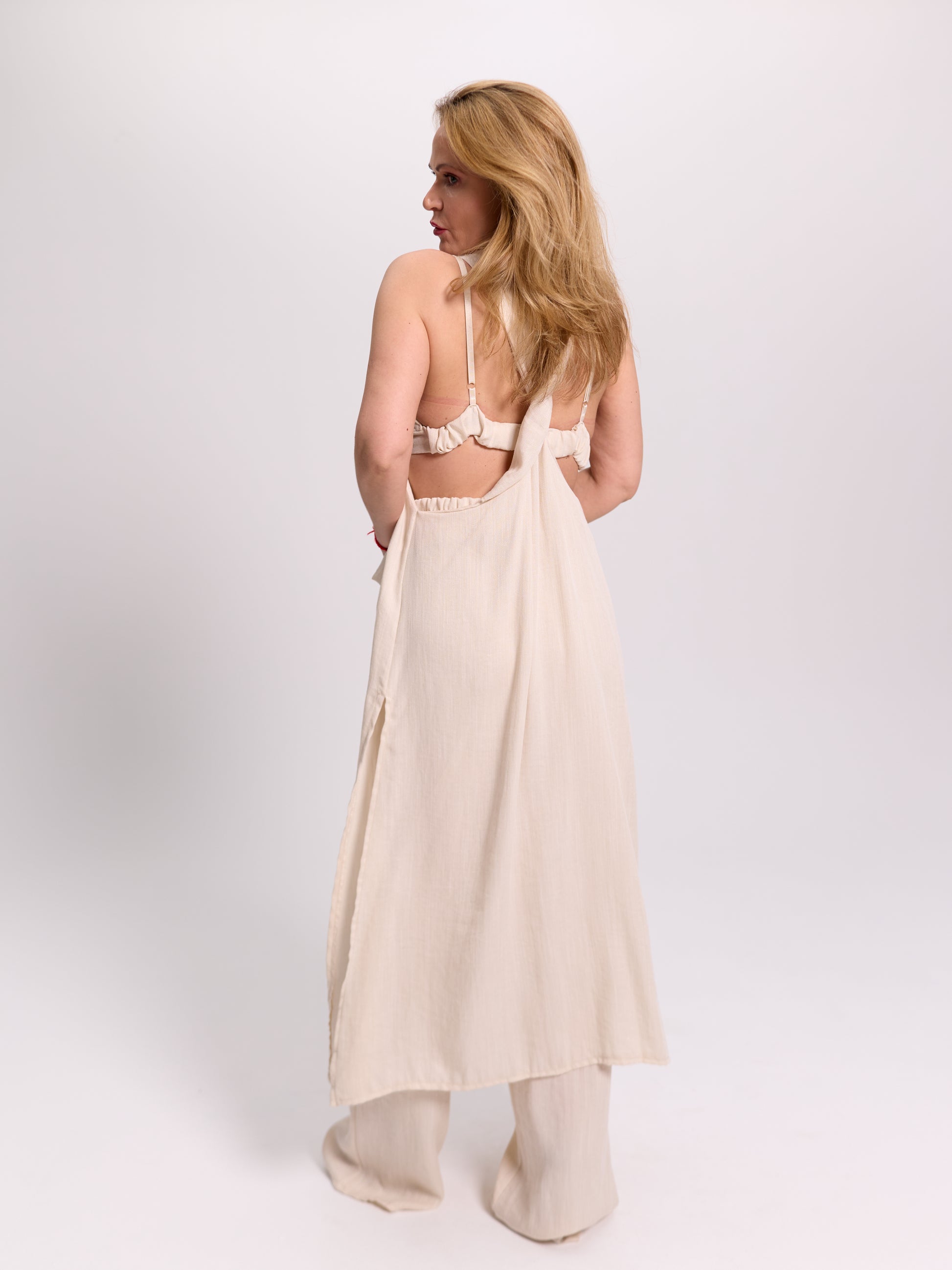 Nude Three-Piece Linen Set