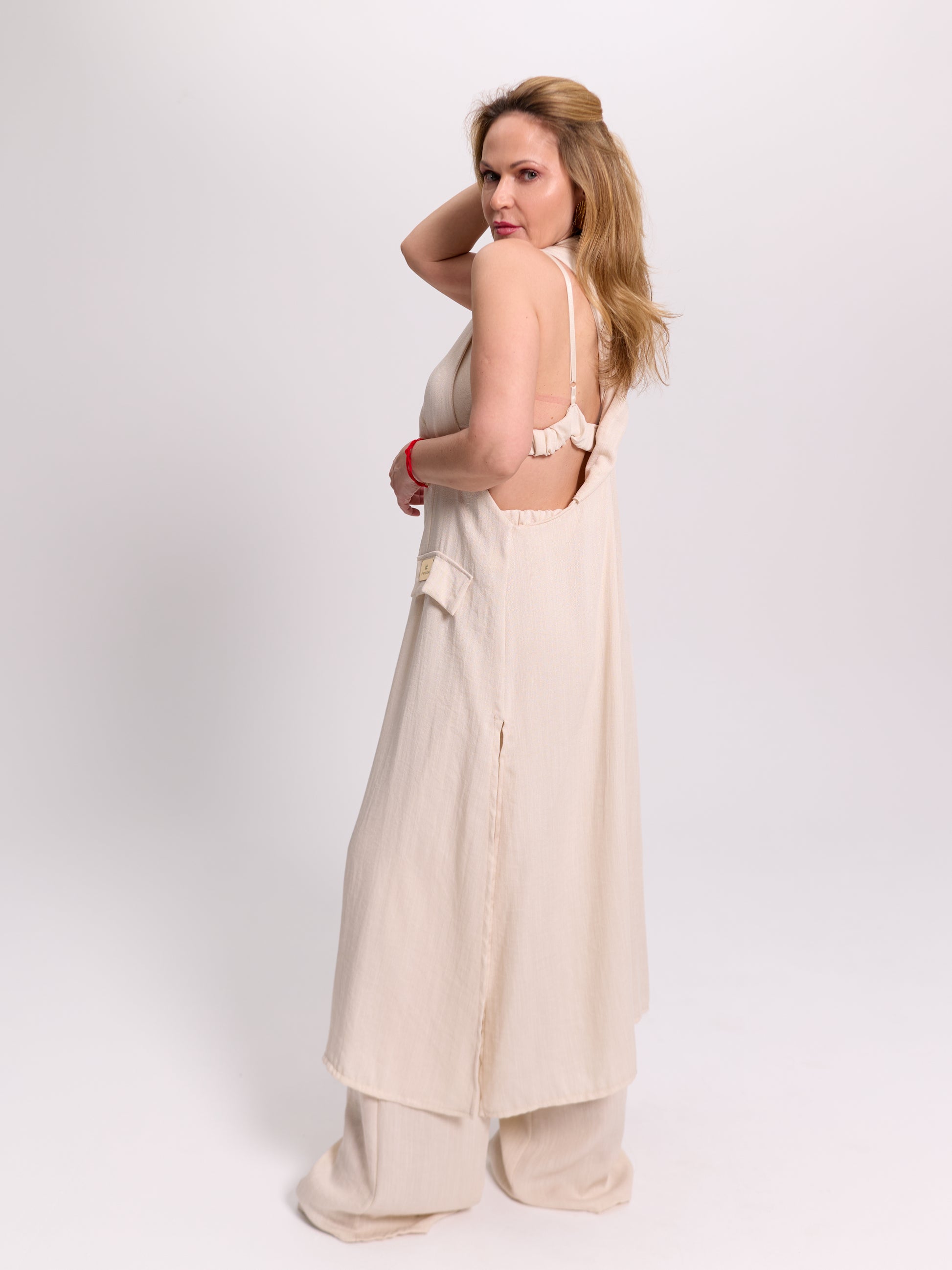 Nude Three-Piece Linen Set