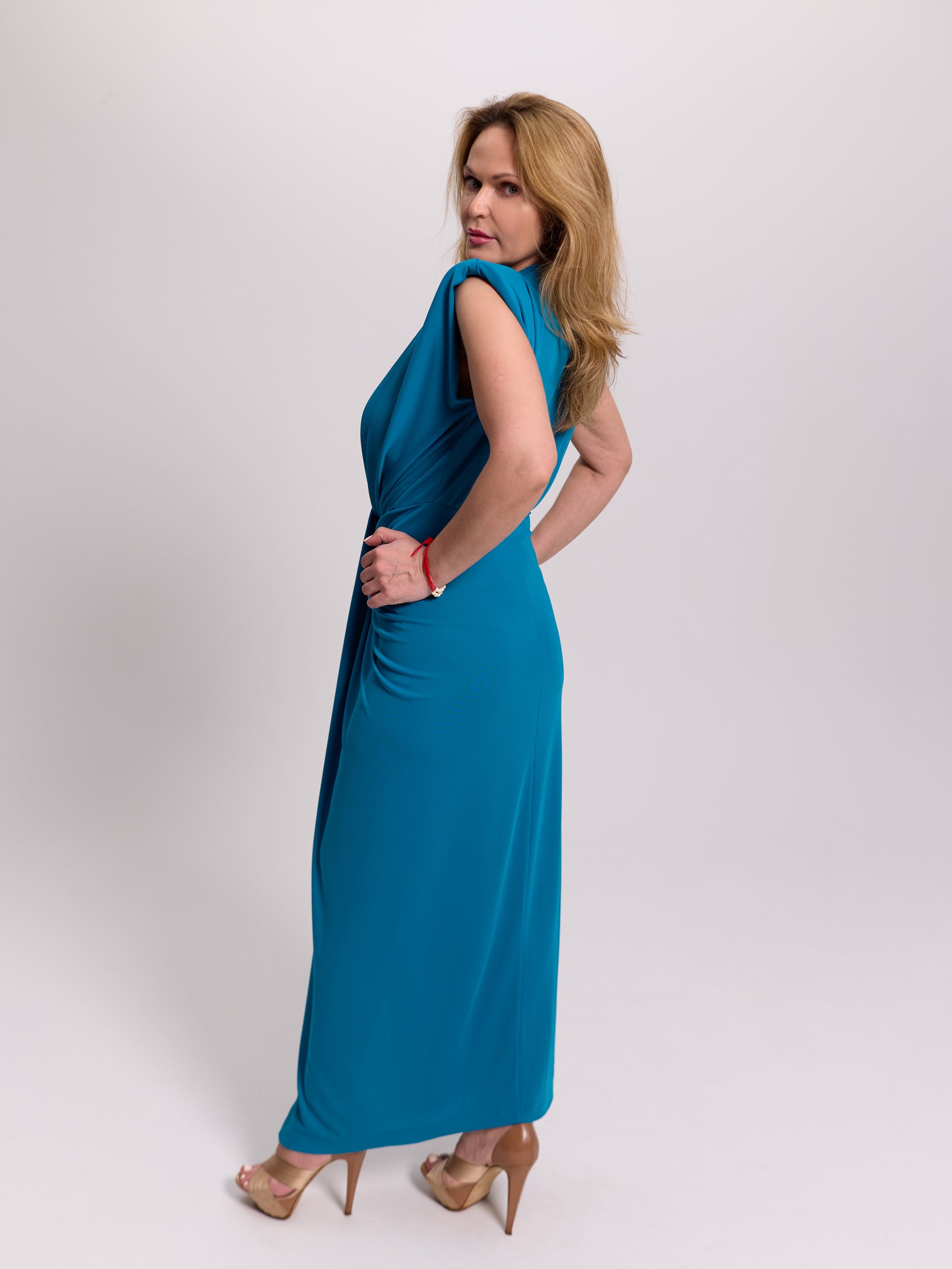 Twist-Knot Plunge Neck Maxi Dress